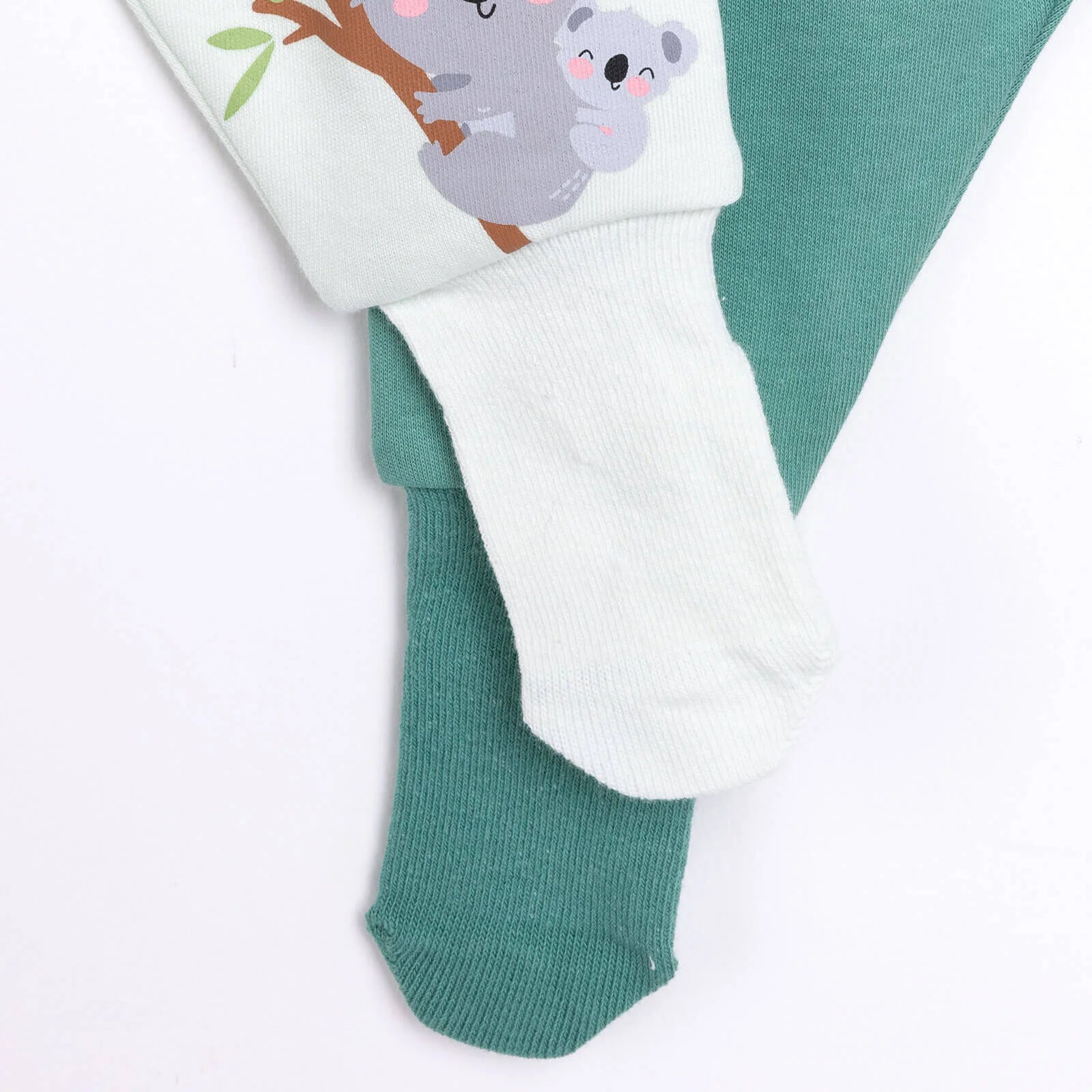 HelloBaby Baby Boy Joggers with Feet 2 pcs - Green - ebebek - Black Friday