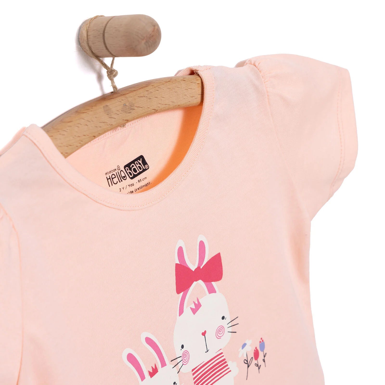 HelloBaby Basic Girl Rabbits Printed T-shirt - Salmon - ebebek - Black Friday