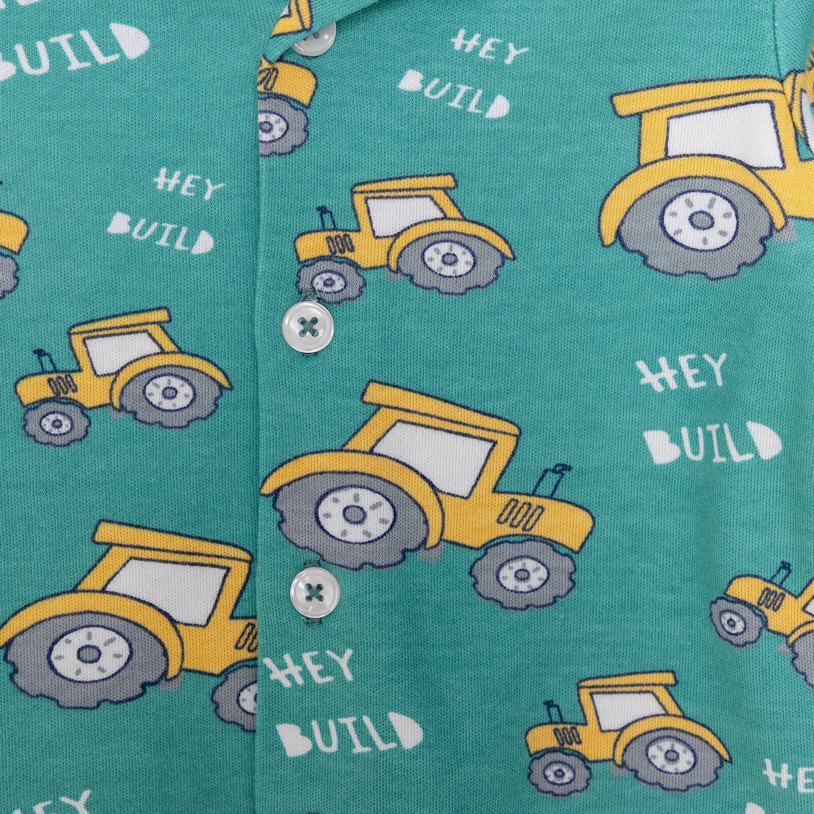HelloBaby Baby Boy Tractor Patterned Collar Pyjamas 2 pcs - Green - ebebek - Black Friday