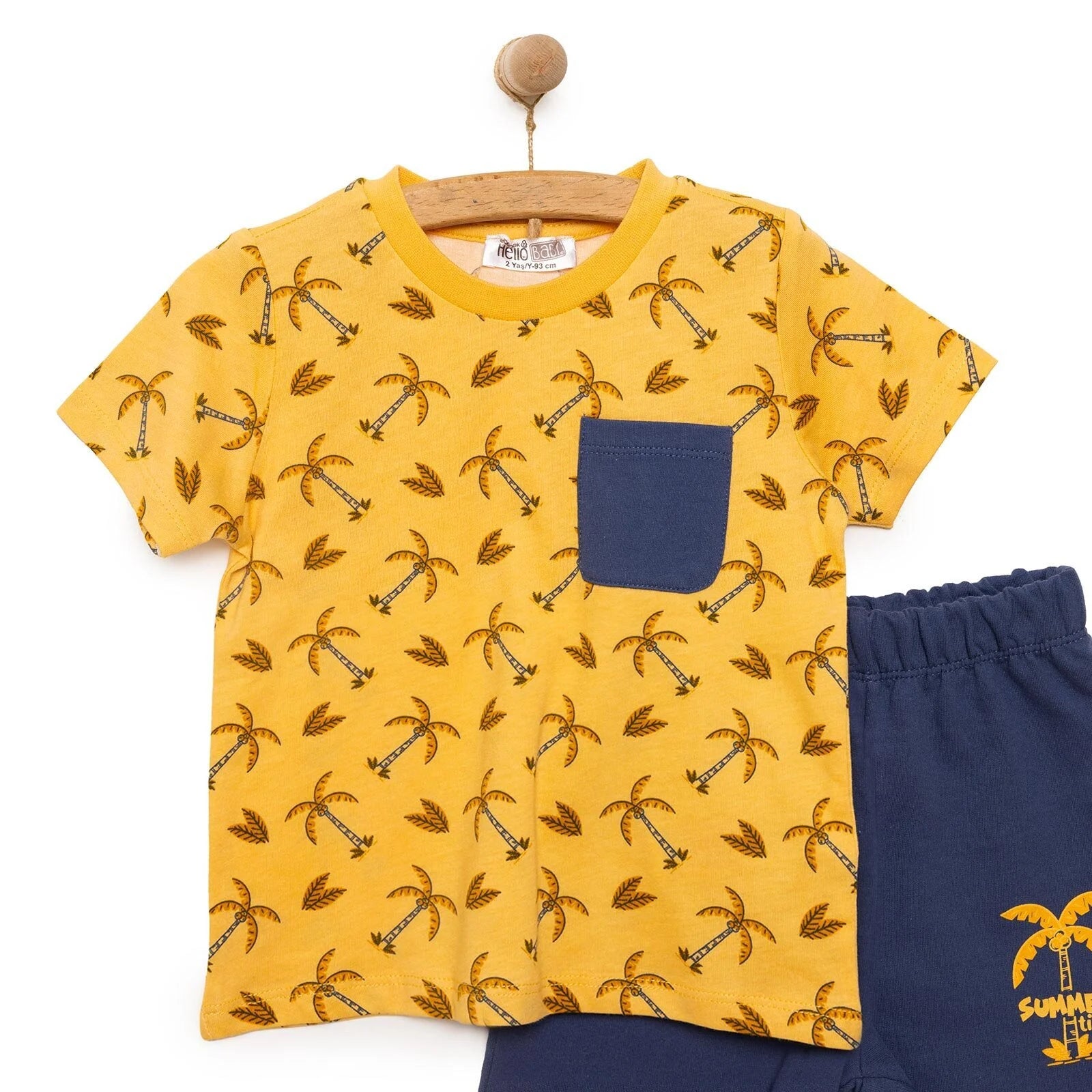 HelloBaby Basic Boy Palm Patterned Tshirt - Indigo - ebebek - Black Friday