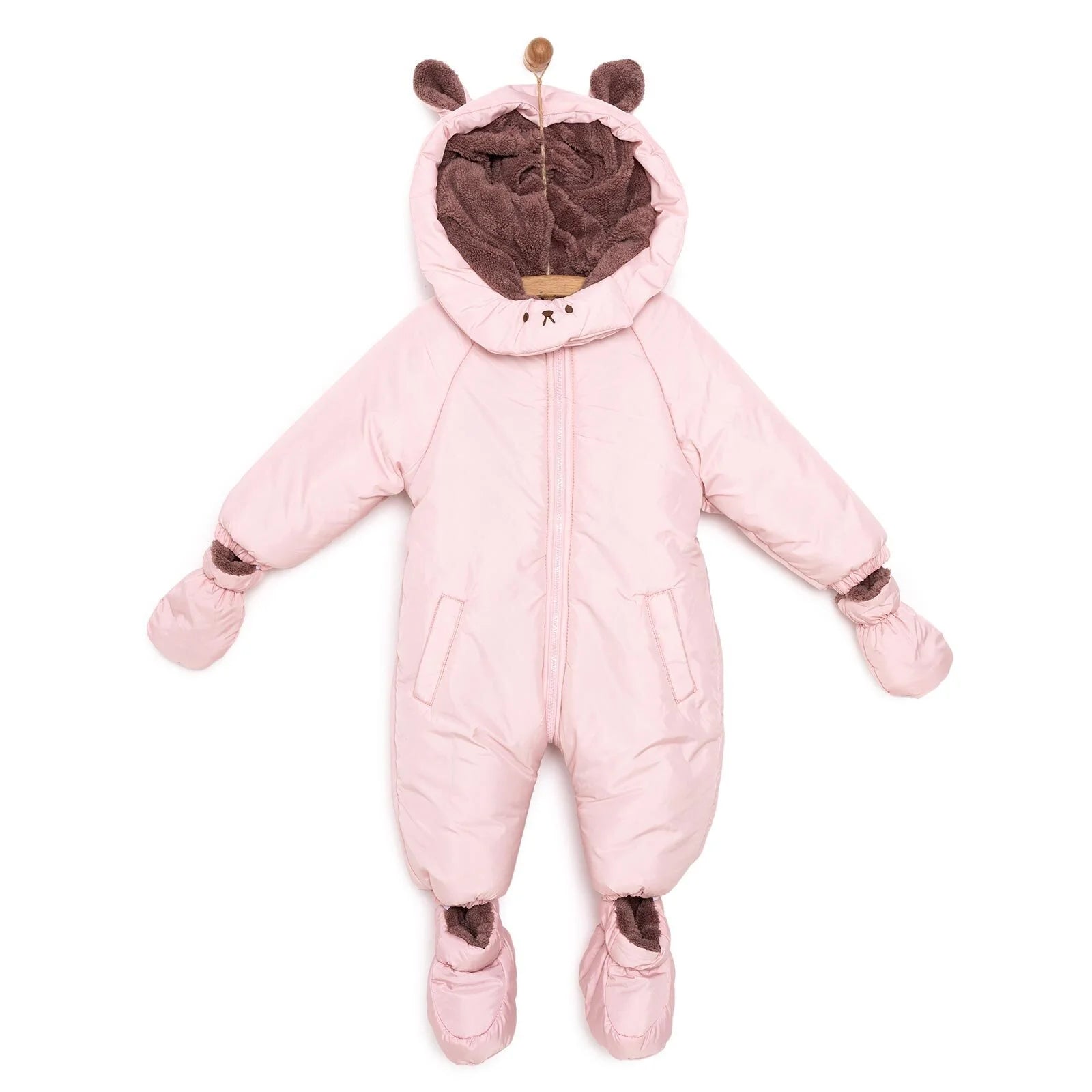 Midimod Basic Girl Rabbit Ears Snowsuit - Light Pink - ebebek - Black Friday