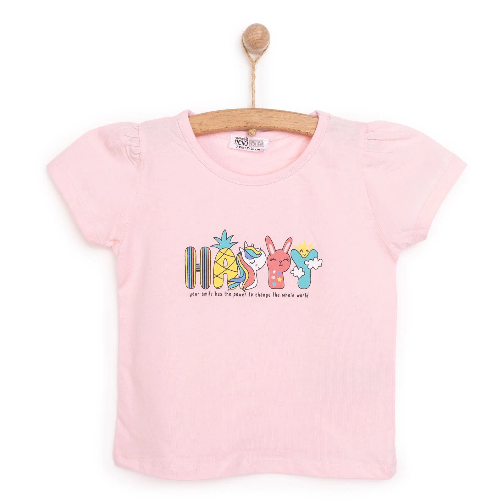 HelloBaby Basic Happy Printed Tshirt - Pink - ebebek - Black Friday