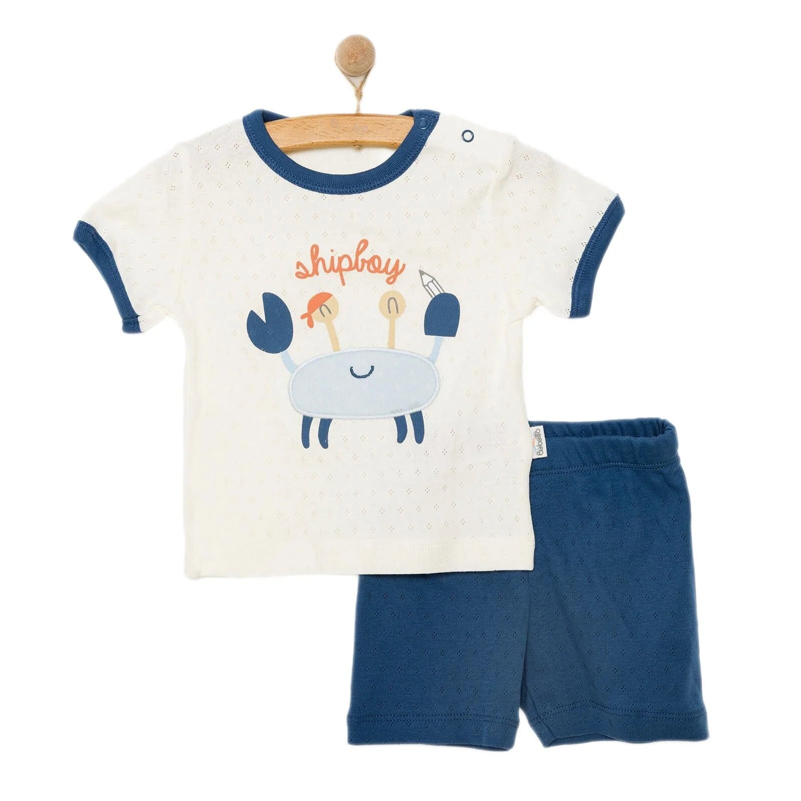Bebetto Newborn Ship Boy Tshirt - Short - Navy Blue - ebebek - Black Friday
