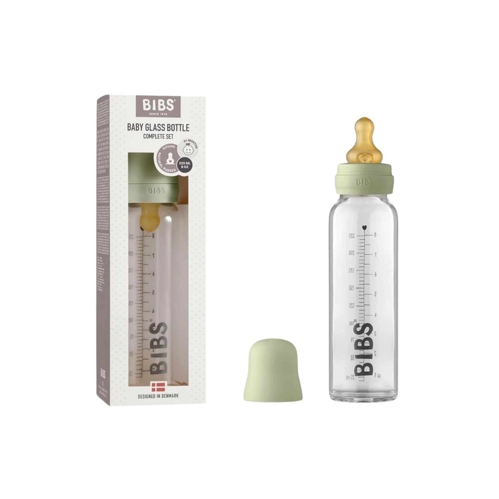 BIBS Baby Glass Bottle Complete Set Latex 225ml - Sage - ebebek - Black Friday