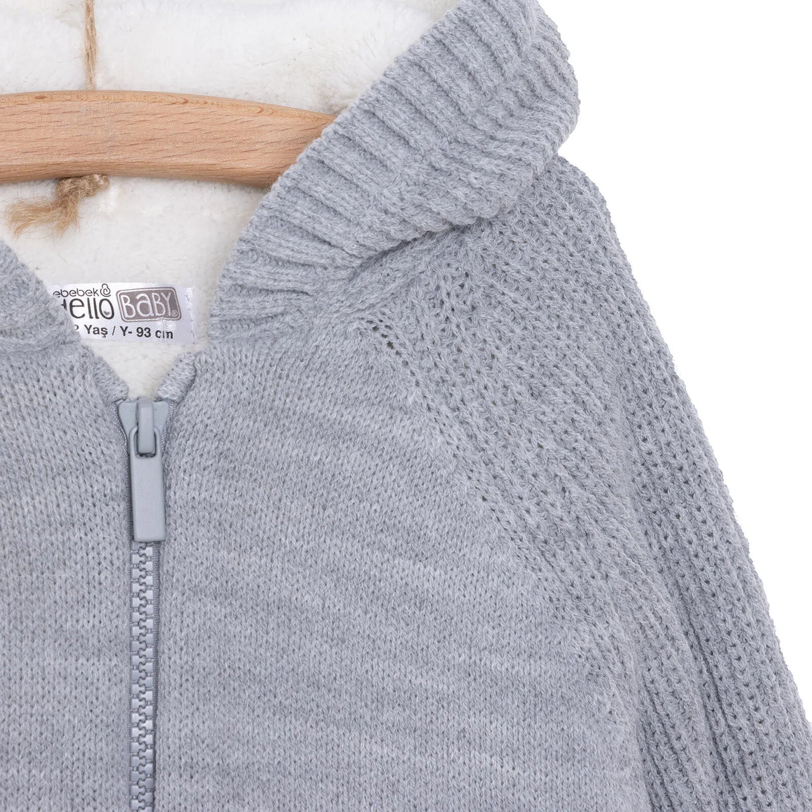 HelloBaby Basic Unisex Plush Knit Cardigan - Grey Melange - ebebek - Black Friday