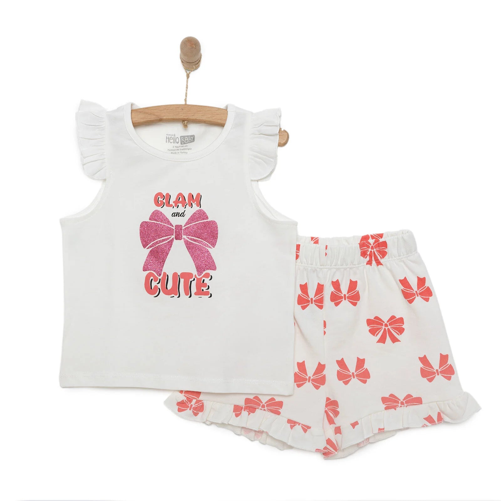 HelloBaby Basic Girl Bow Printed Athlete - Ecru - ebebek - Black Friday