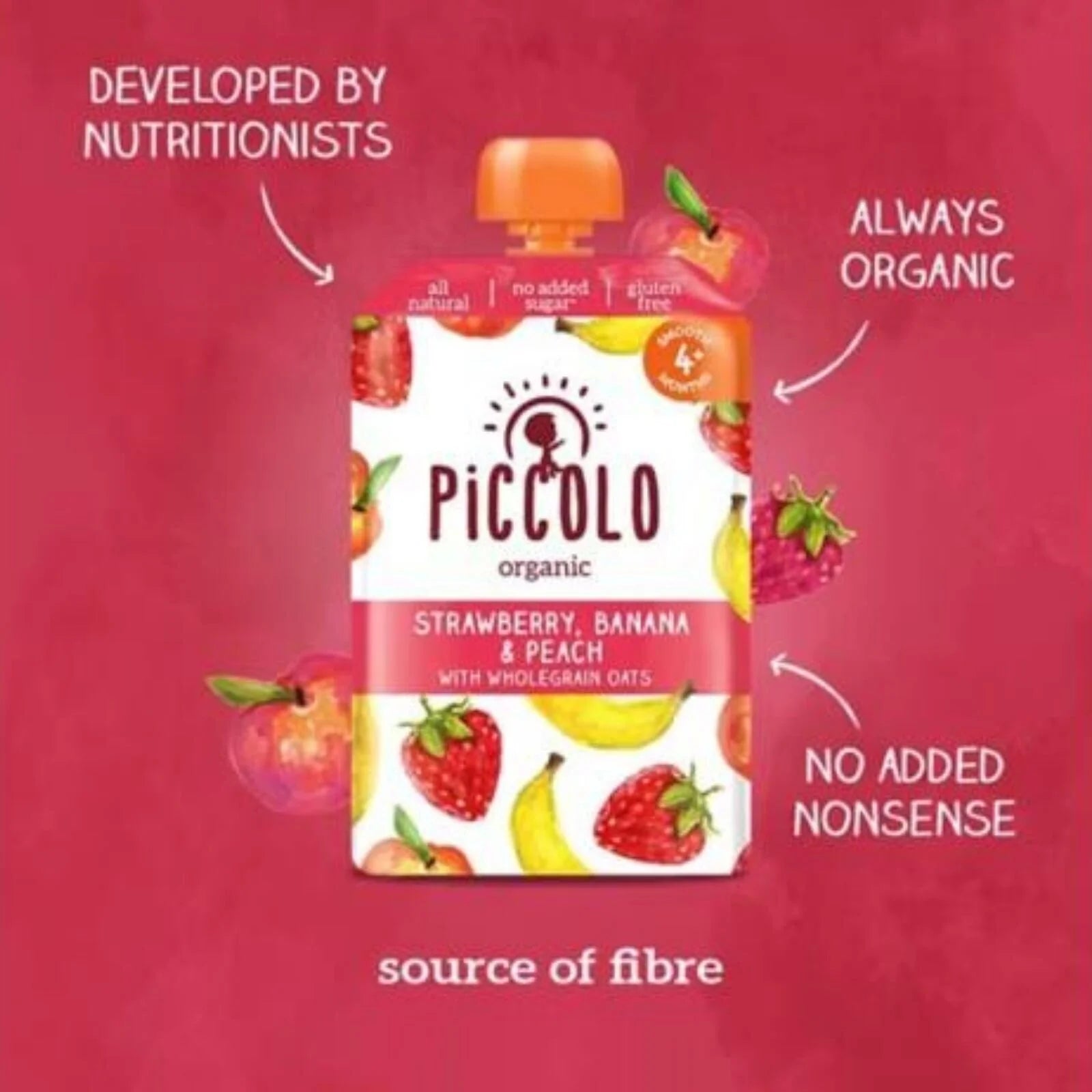 Piccolo Organic Strawberry Banana & Peach 4+ months 100g - ebebek - Black Friday