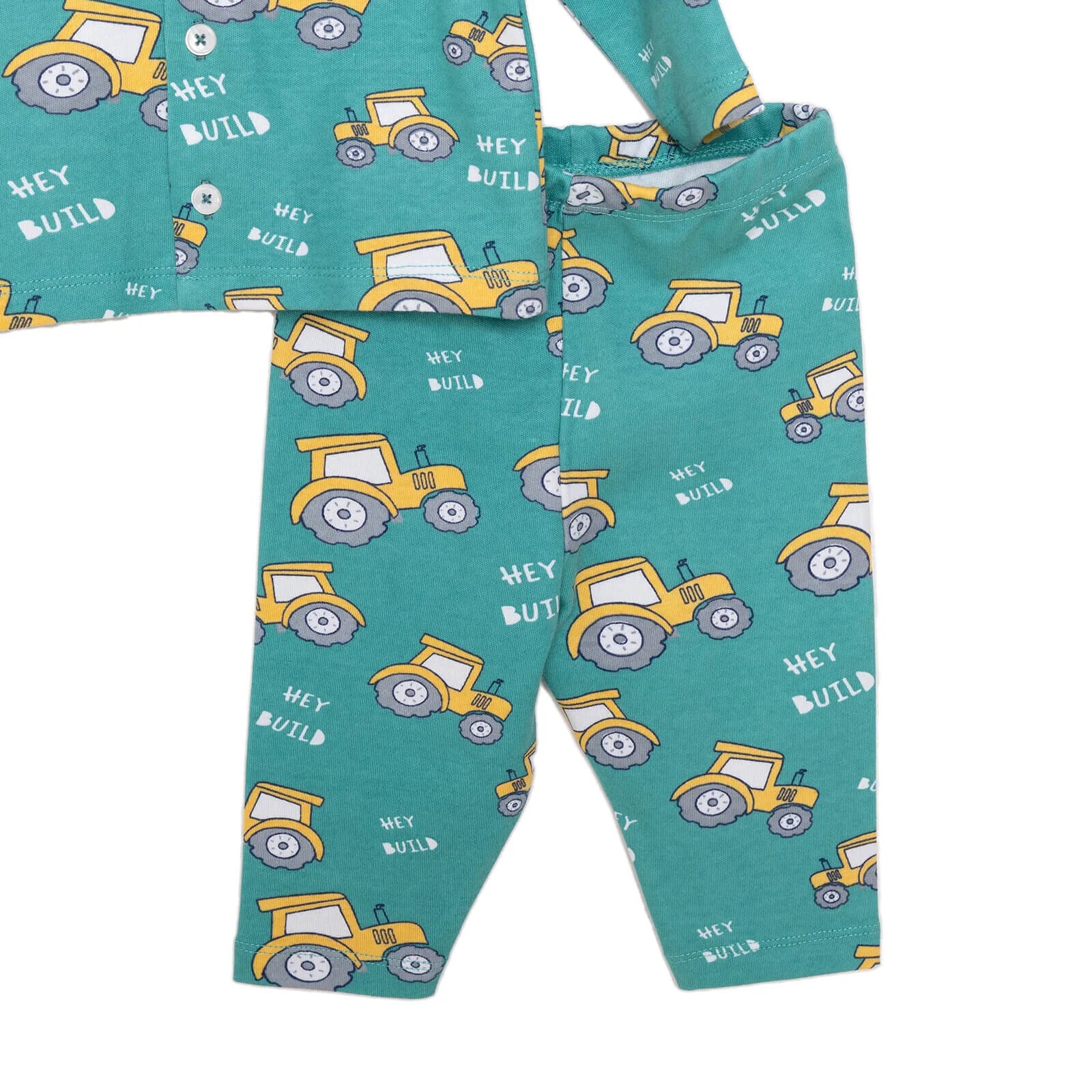 HelloBaby Baby Boy Tractor Patterned Collar Pyjamas 2 pcs - Green - ebebek - Black Friday