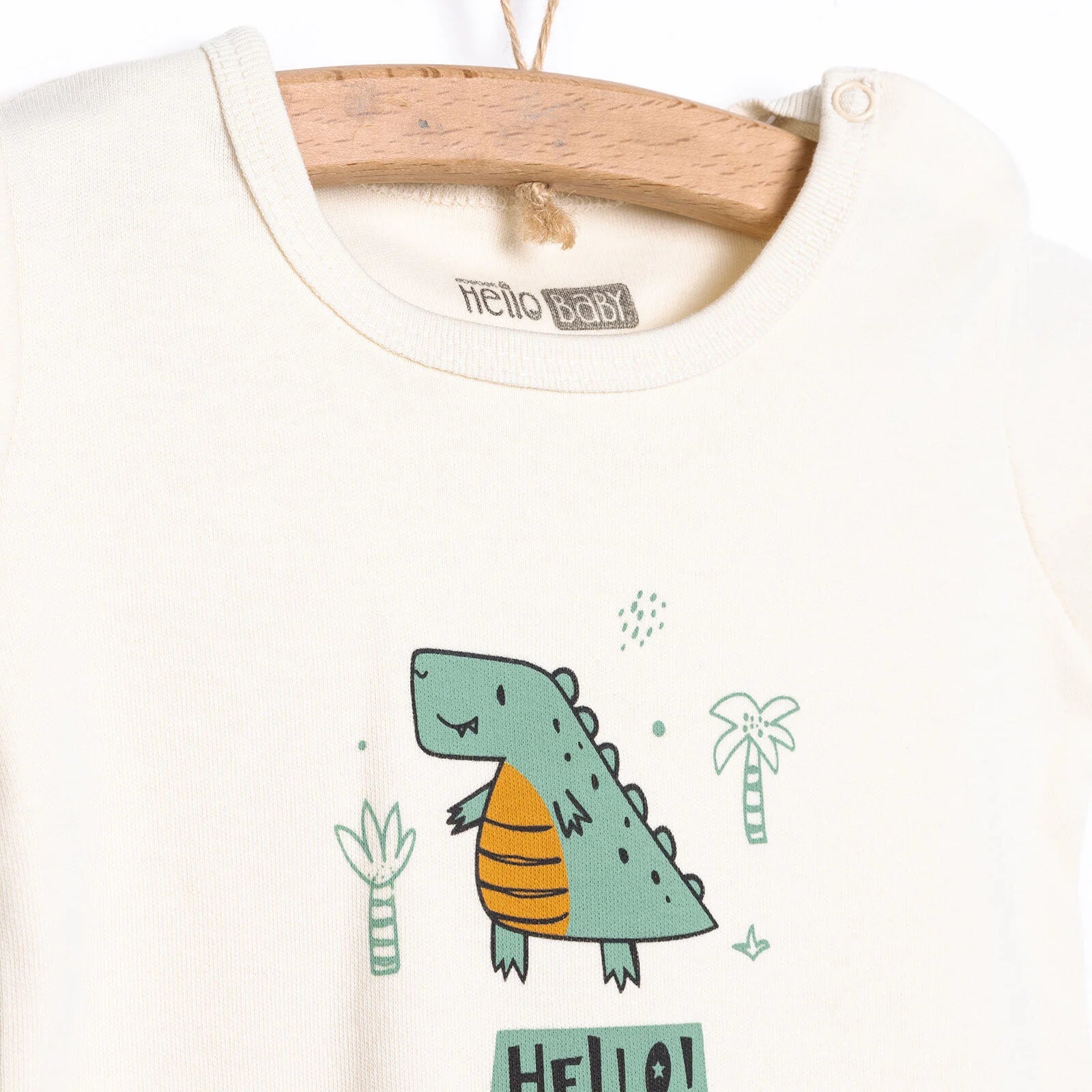 HelloBaby Boy Tshirt - Footed Bottom - Ecru - ebebek - Black Friday