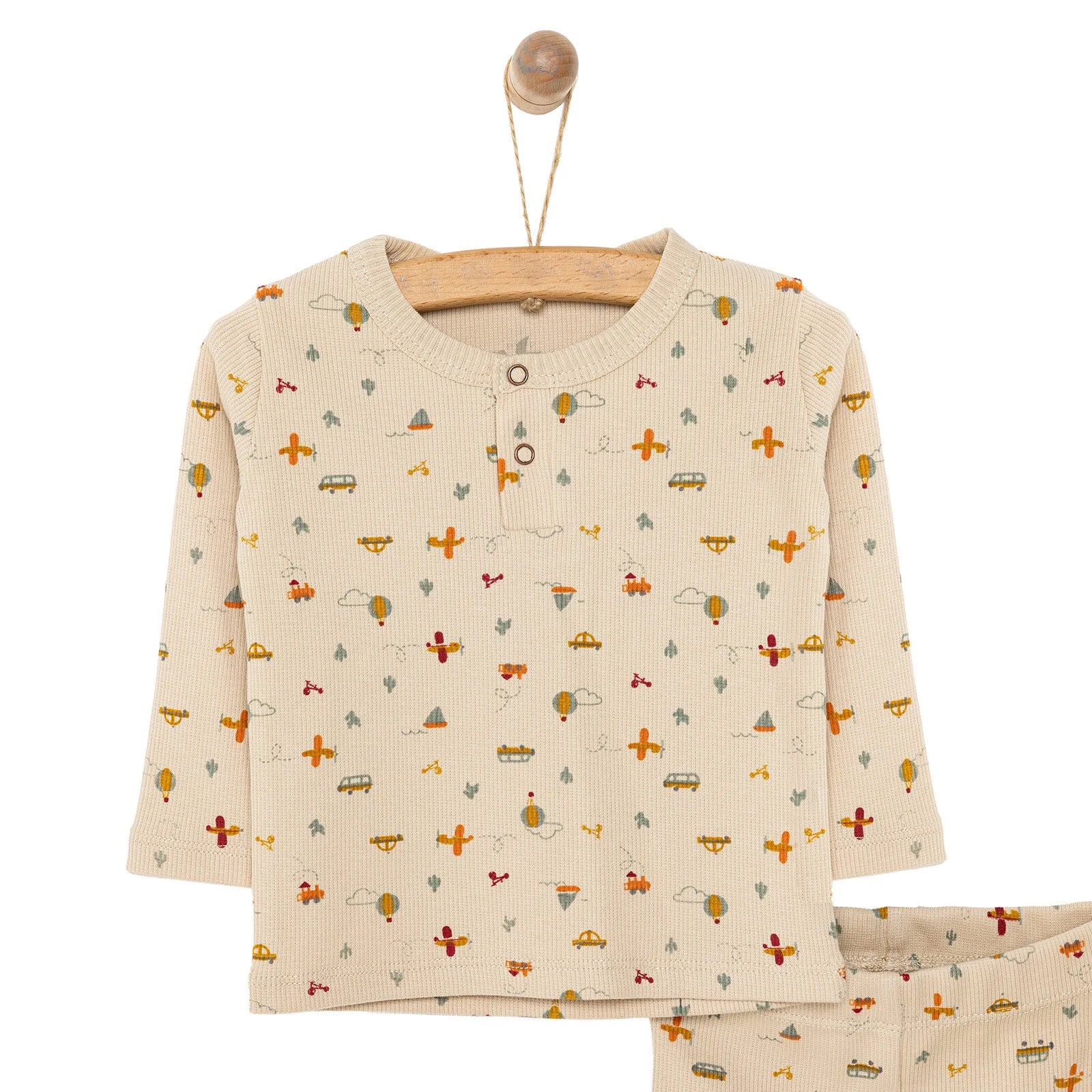 Newborn Fashion Club Baby Boy Sweatshirt - Footless Bottom - Beige - ebebek - Black Friday