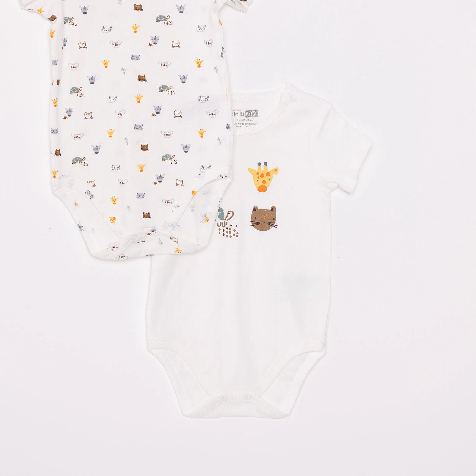 HelloBaby Unisex Baby Short Sleeve Bodysuit 2 pcs - Ecru - ebebek - Black Friday