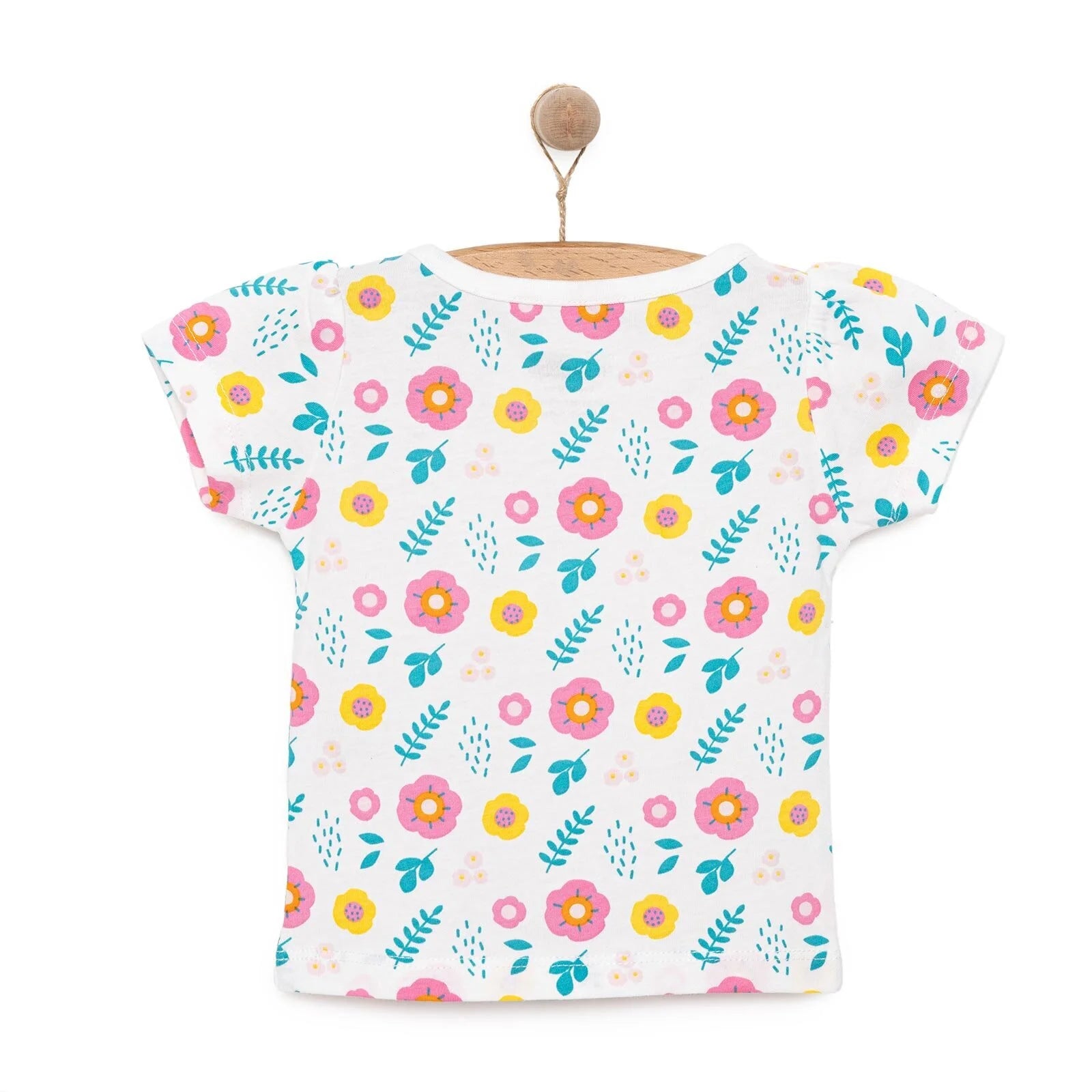 HelloBaby Basic Girl Flowers Patterned Tshirt - Ecru - ebebek - Black Friday