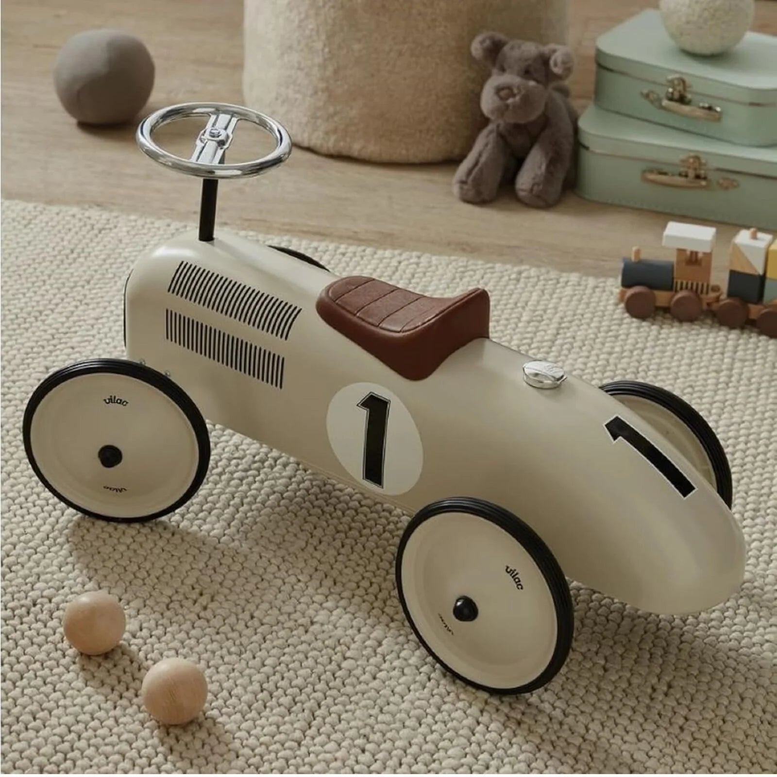 Vilac Ride On Metal Car Toy - Off White - ebebek - Black Friday