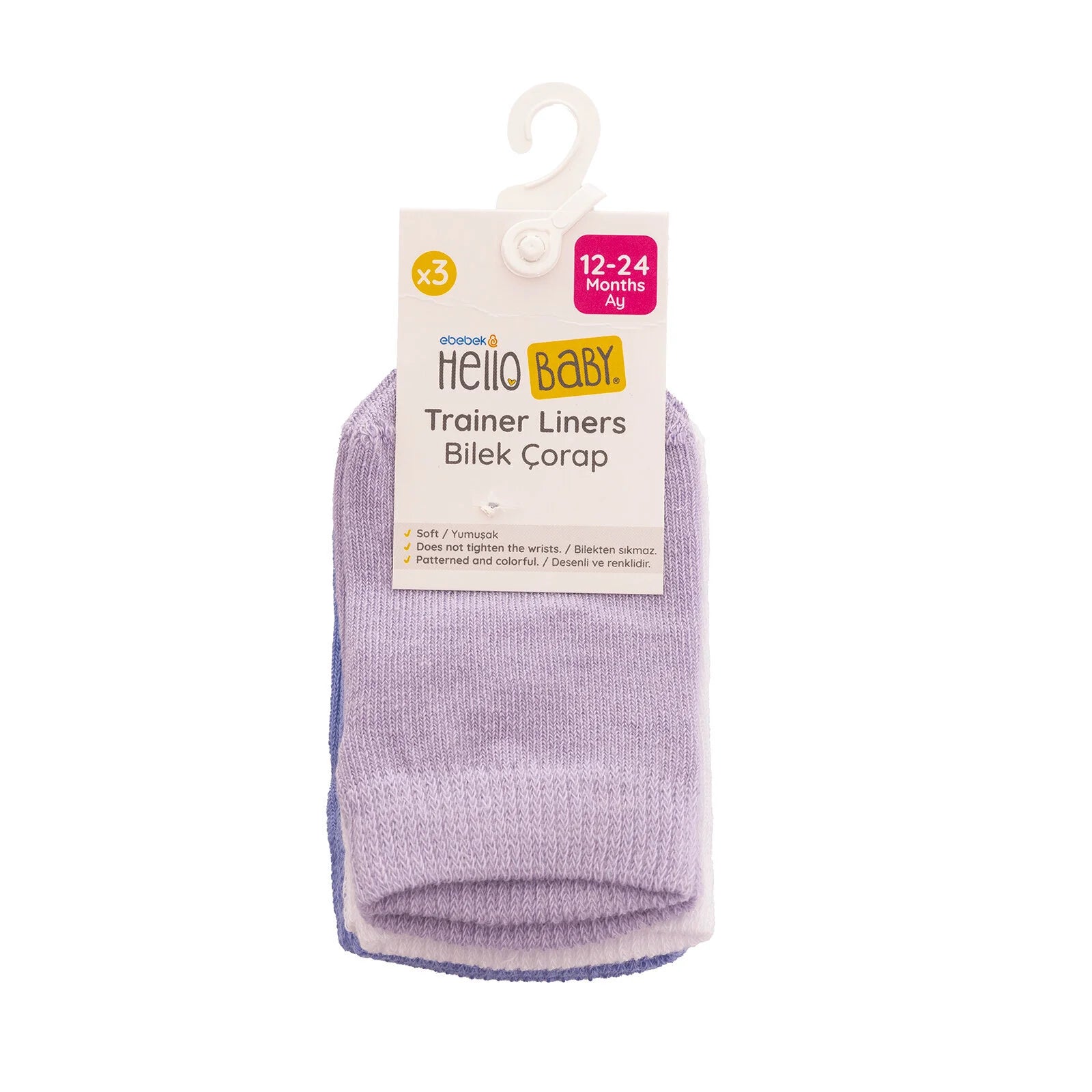 HelloBaby Baby Girl Socks 3 Pcs - Purple - ebebek - Black Friday