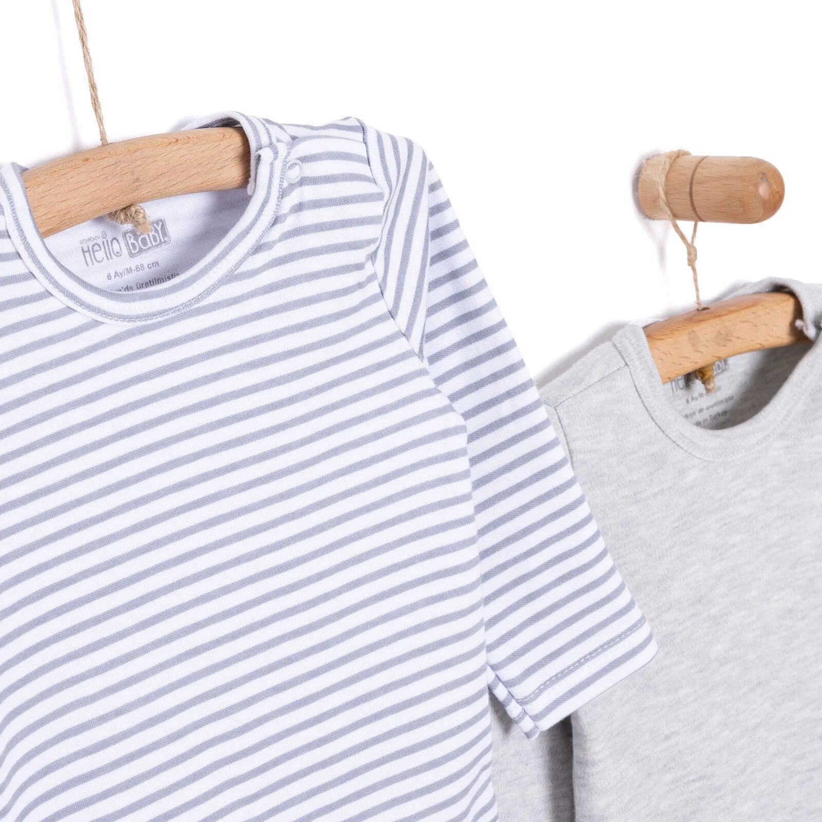 HelloBaby Boy 2 - Pack Long Sleeve Bodysuit - Grey Melange - ebebek - Black Friday