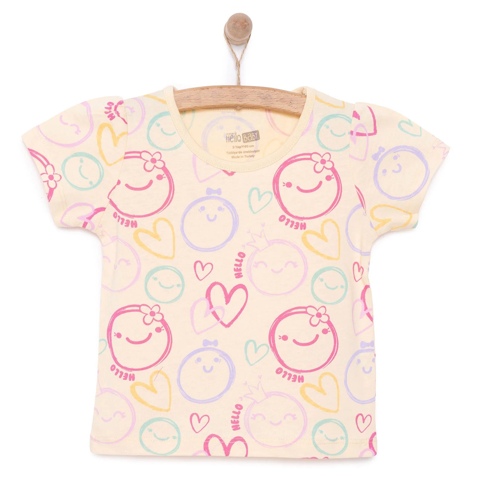 HelloBaby Basic Girl Smiling Face Tshirt - Light Yellow - ebebek - Black Friday