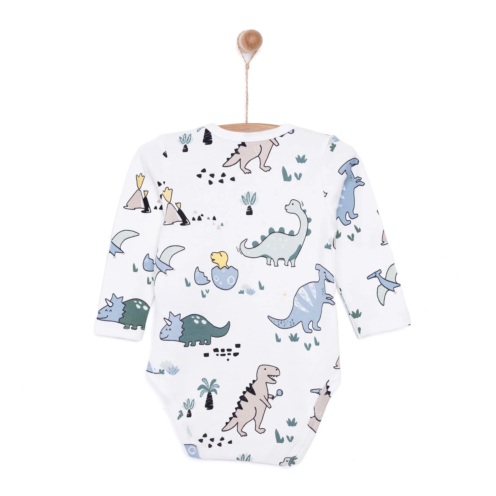 HelloBaby Boy Dino Printed Long Sleeve Bodysuit - White - ebebek - Black Friday
