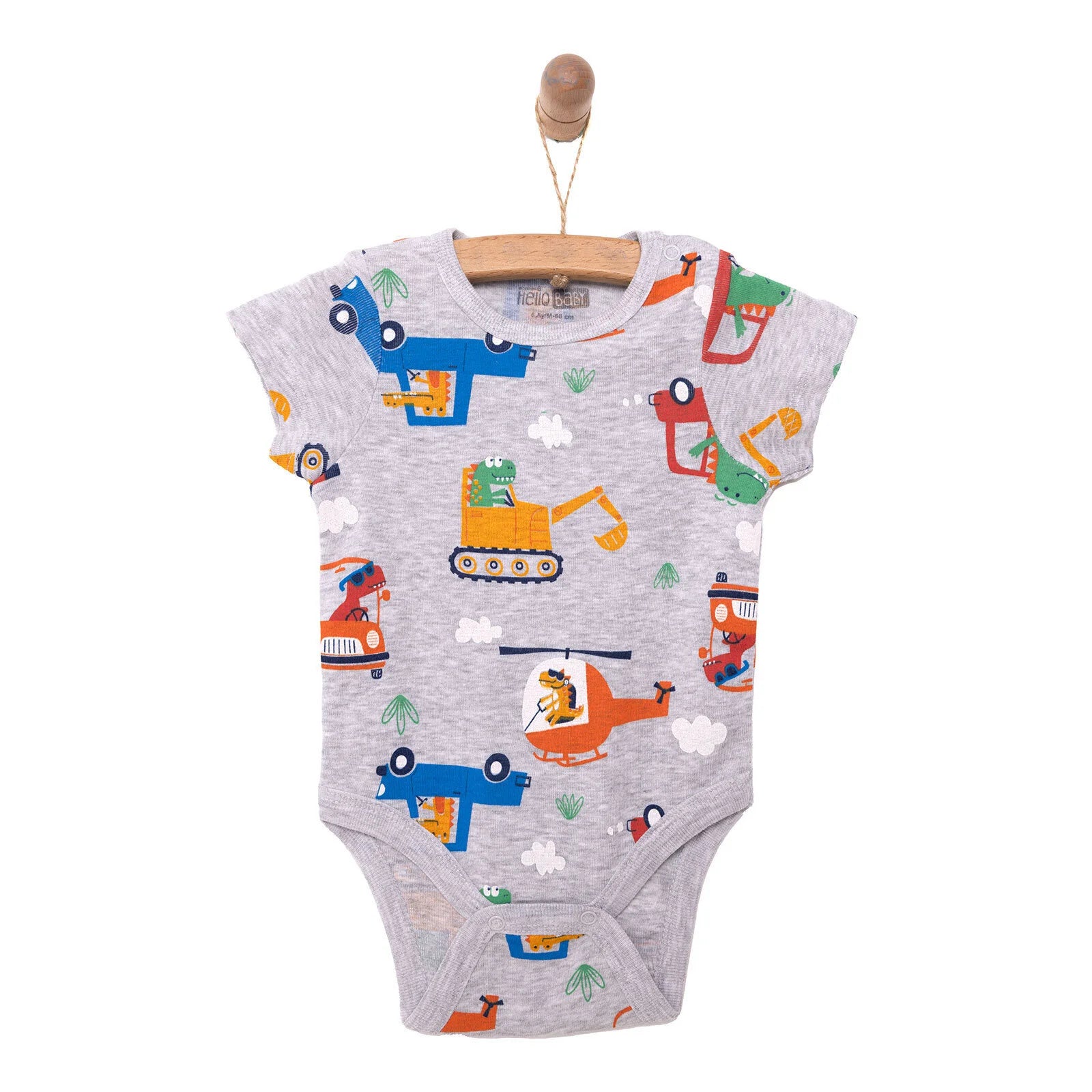 HelloBaby Baby Boy Short Sleeve Body - Grey Melange - ebebek - Black Friday