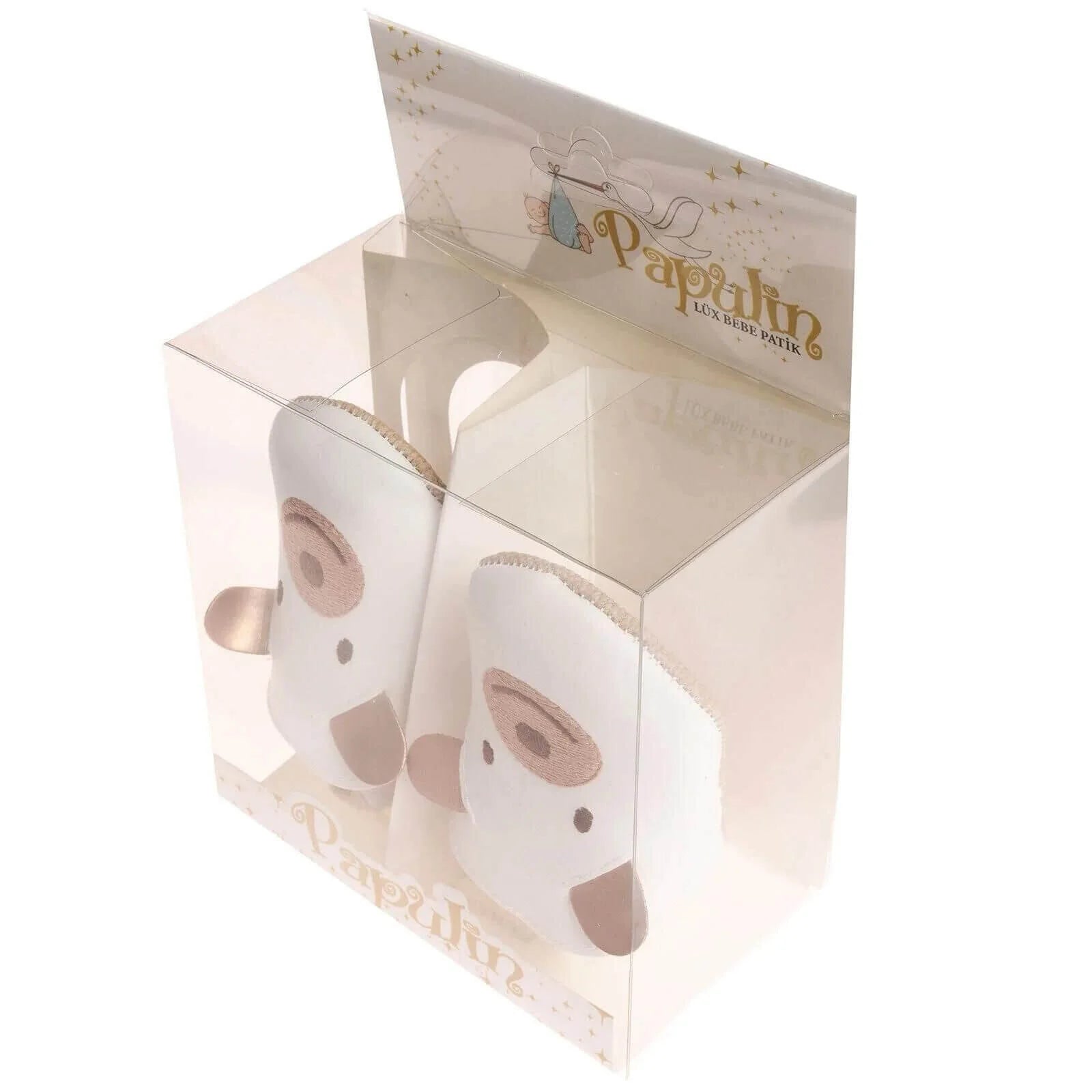 Papulin Unisex Bear Patterned Booties - White - ebebek - Black Friday