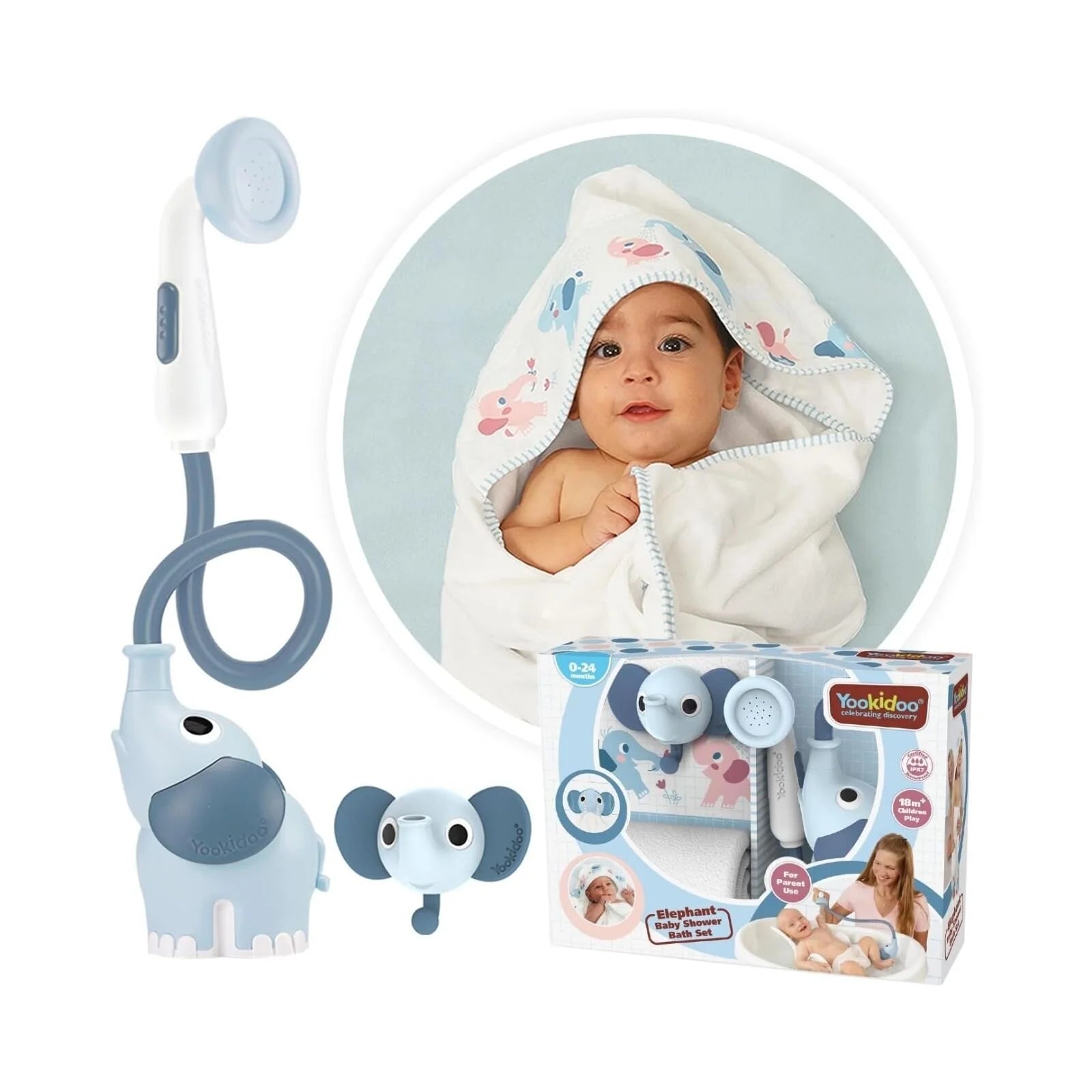 Yookidoo Baby Shower Gift Set Elephant - Cloudy Blue - ebebek - Black Friday