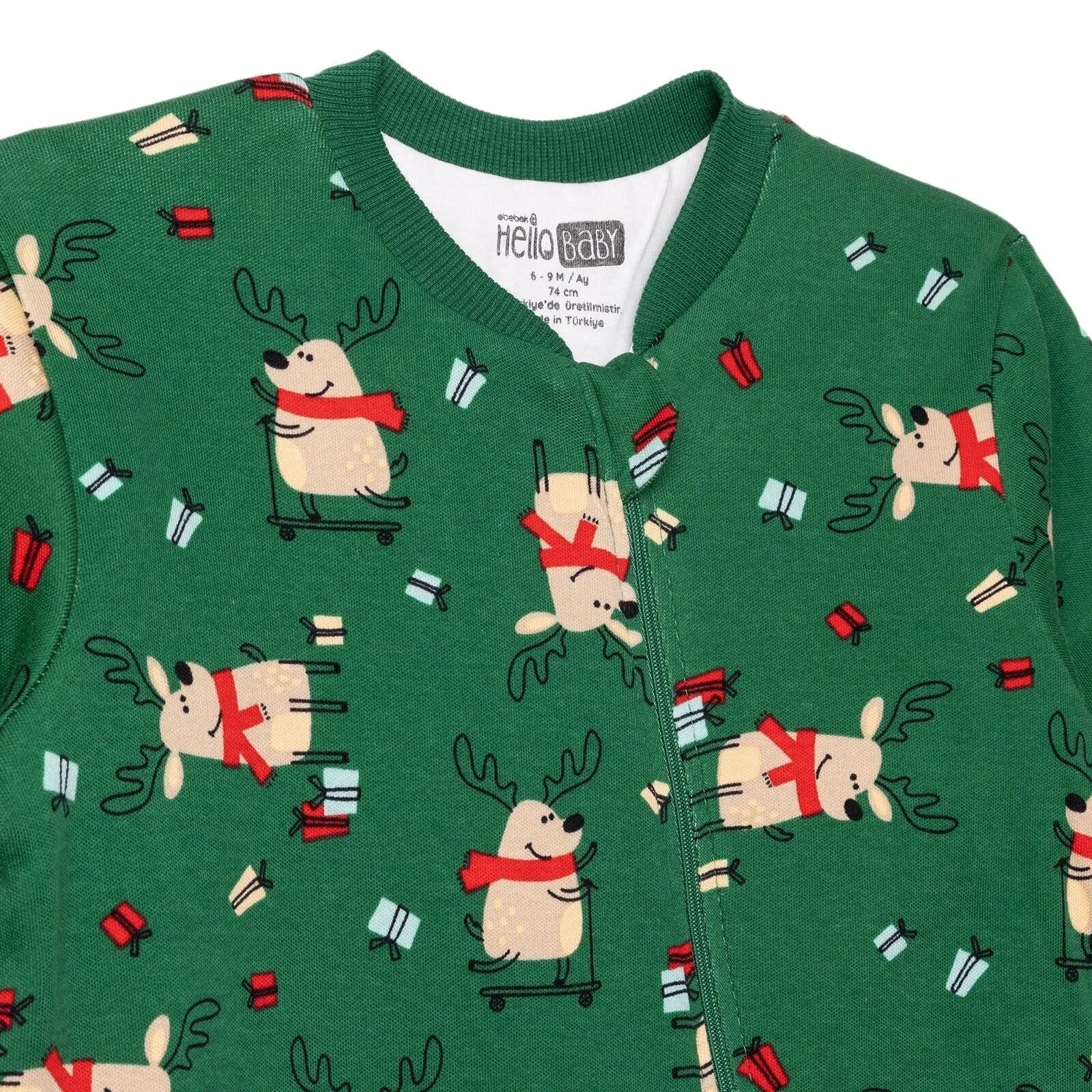 HelloBaby Christmas Baby Boy Sleepsuit - Dark Green - ebebek - Black Friday