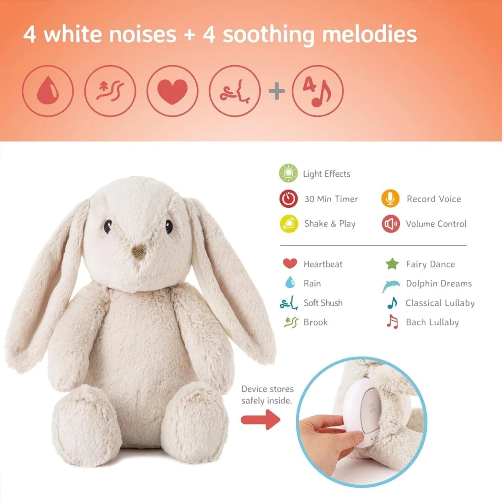 Cloud.b LoveLight Billy Bunny Nightlight & Sound Soother - ebebek - Black Friday
