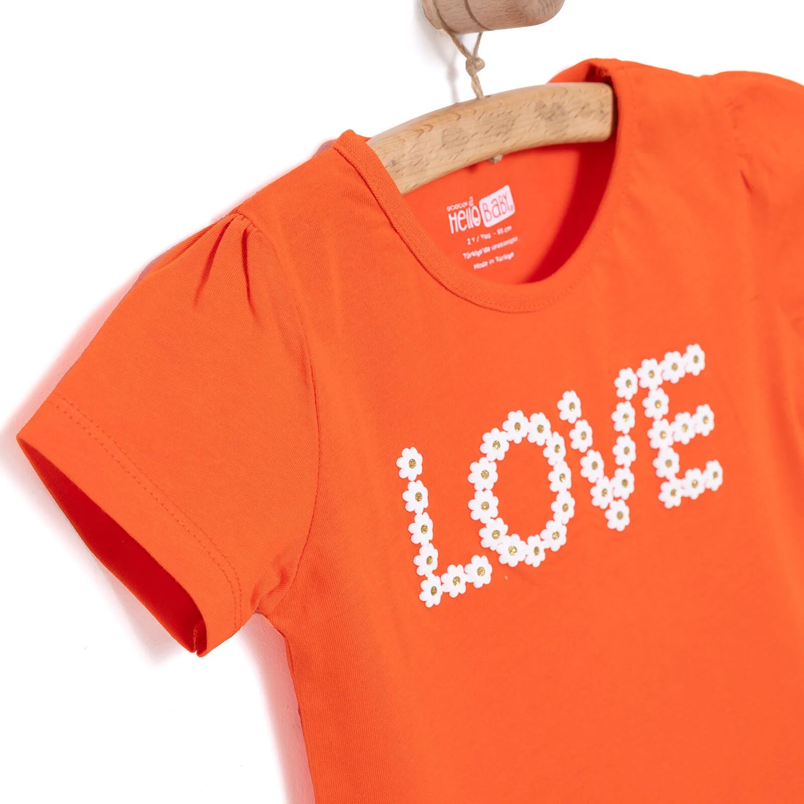 HelloBaby Basic Girl Daisy Patterned T-shirt - Coral - ebebek - Black Friday