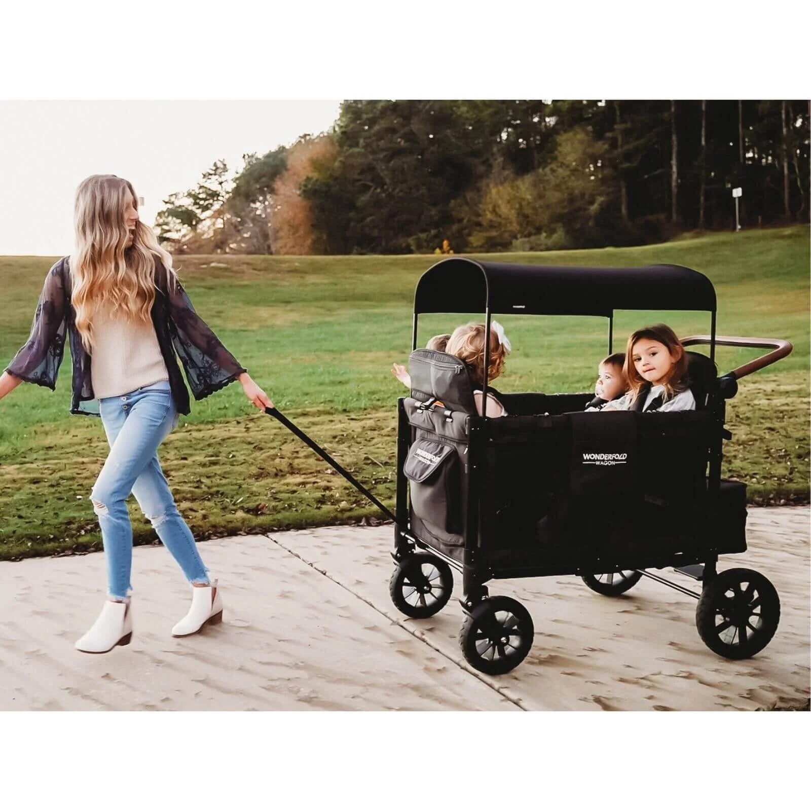 W4 Luxe Quad Stroller Wagon - Volcanic Black - ebebek - Black Friday
