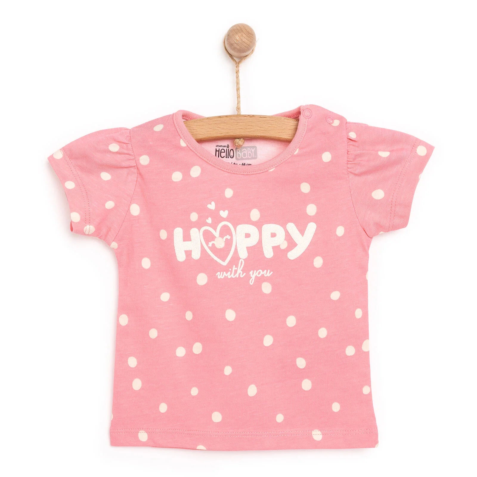 HelloBaby Basic Girl Happy Patterned T-shirt - Dark Pink - ebebek - Black Friday