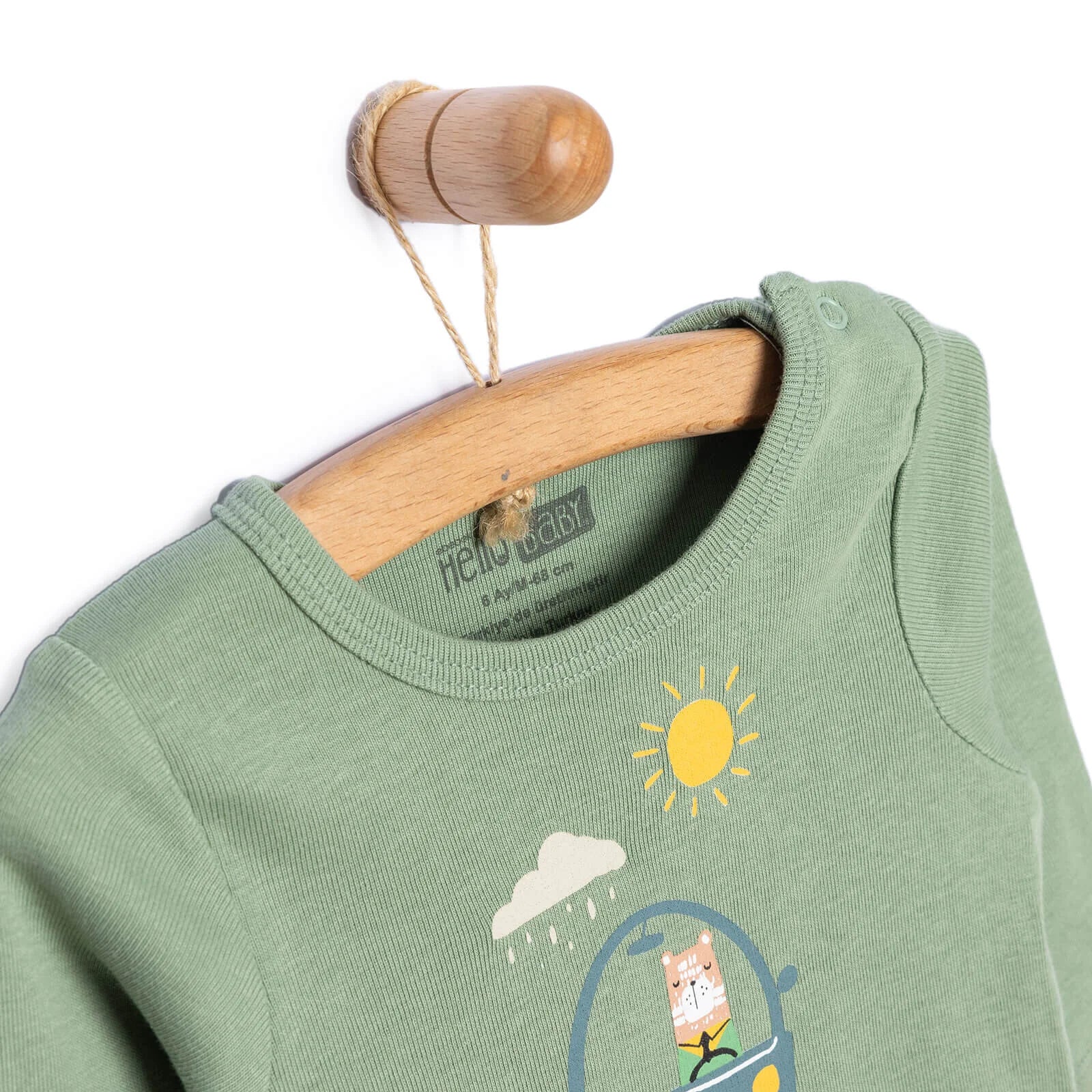 HelloBaby Baby Boy Long Sleeve Bodysuit - Dark Green - ebebek - Black Friday