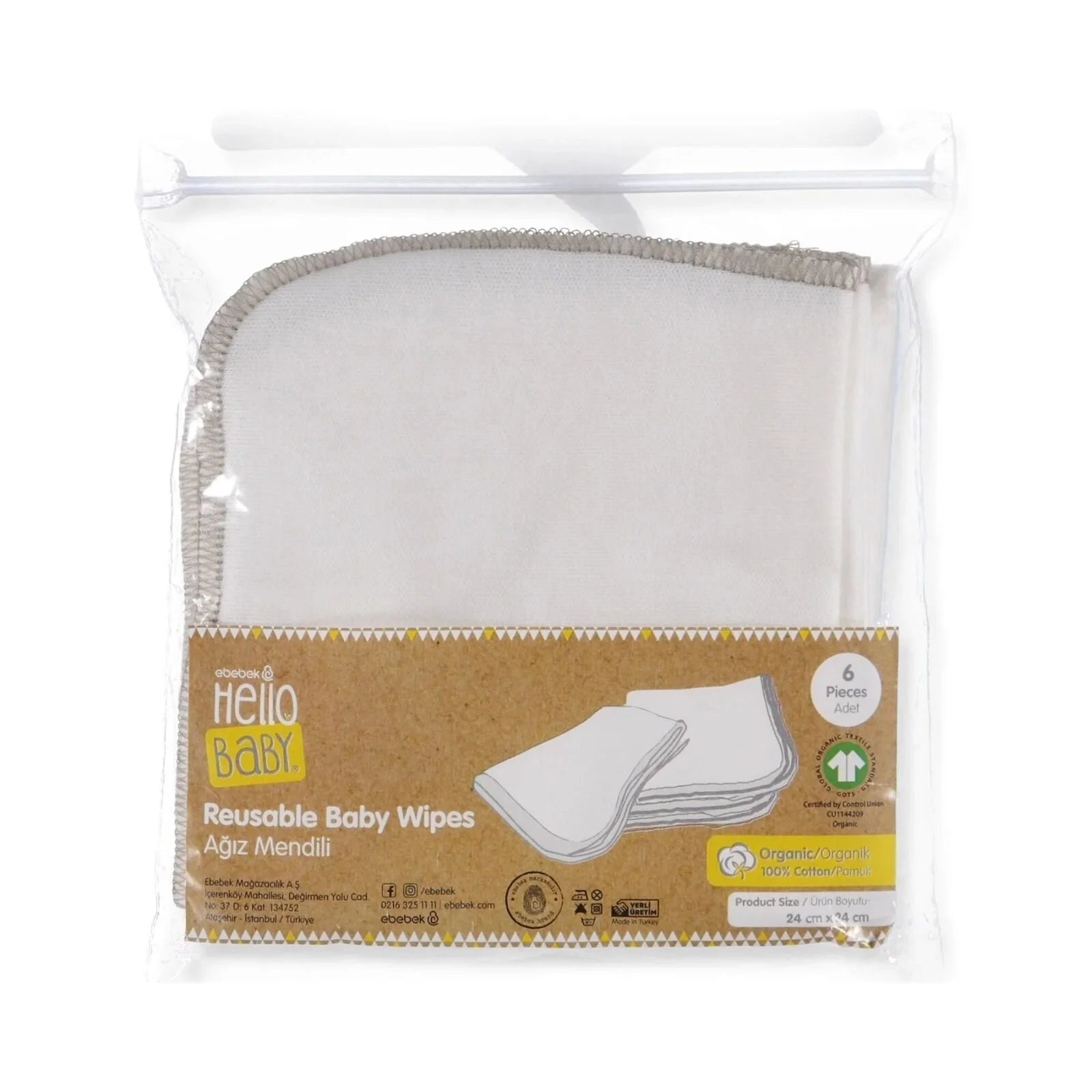 HelloBaby Baby Handkerchief 24x24cm 6 - Pack Mouth Wipes - Ecru - ebebek - Black Friday