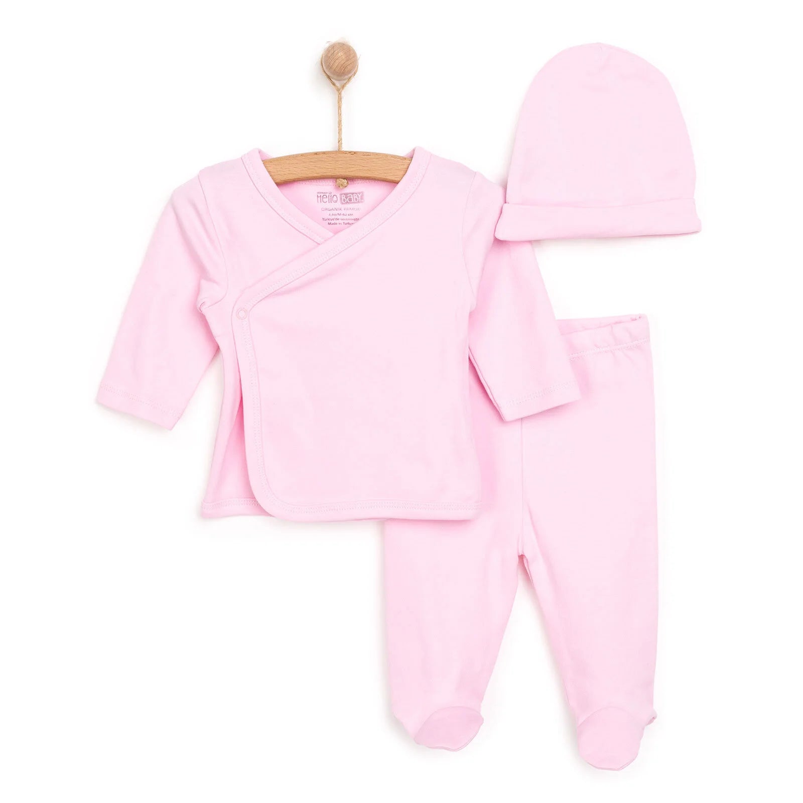 HelloBaby Newborn Organic Wrapover Top - Hat - Pink - ebebek - Black Friday