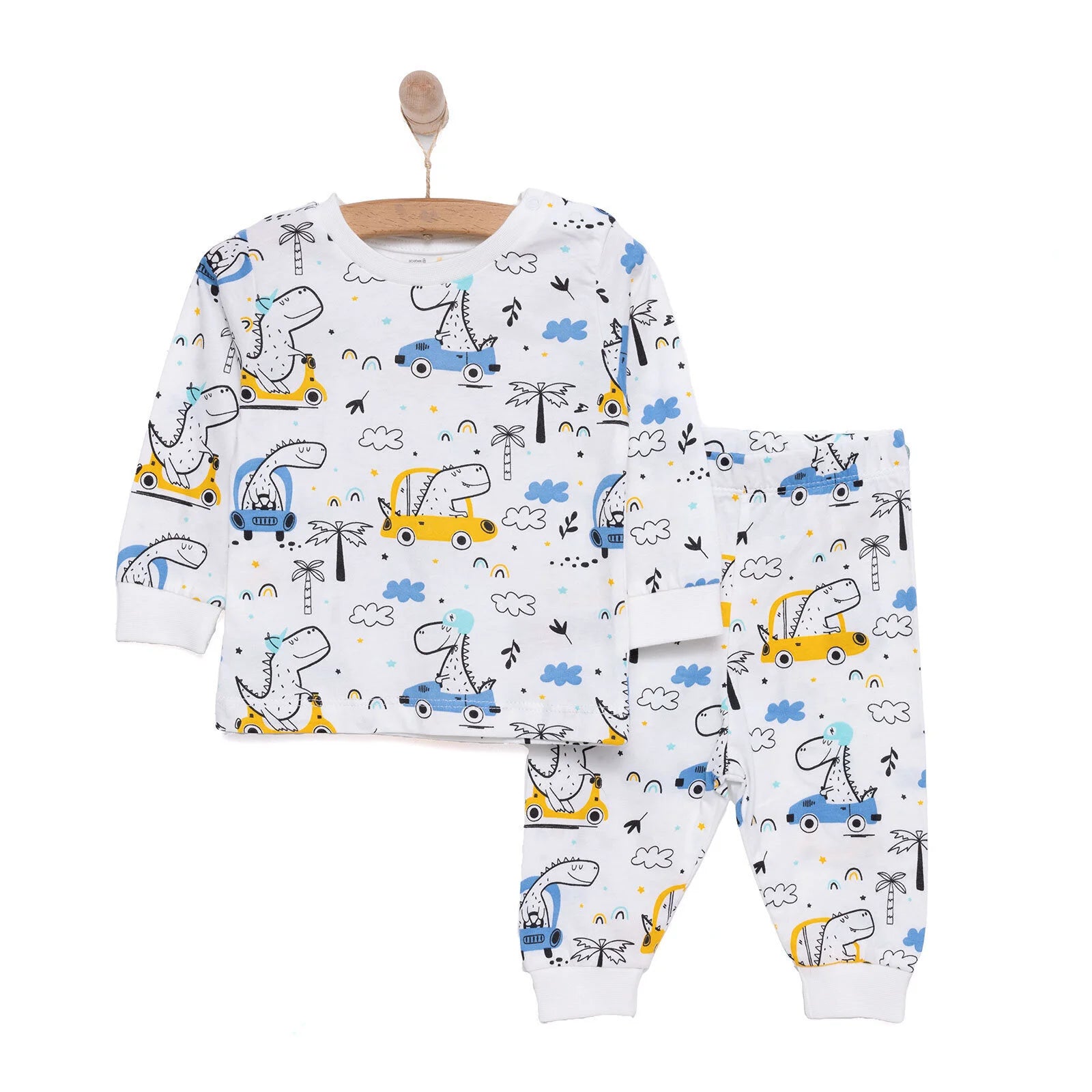 HelloBaby Boy Long Sleeve Pyjamas Set - White - ebebek - Black Friday