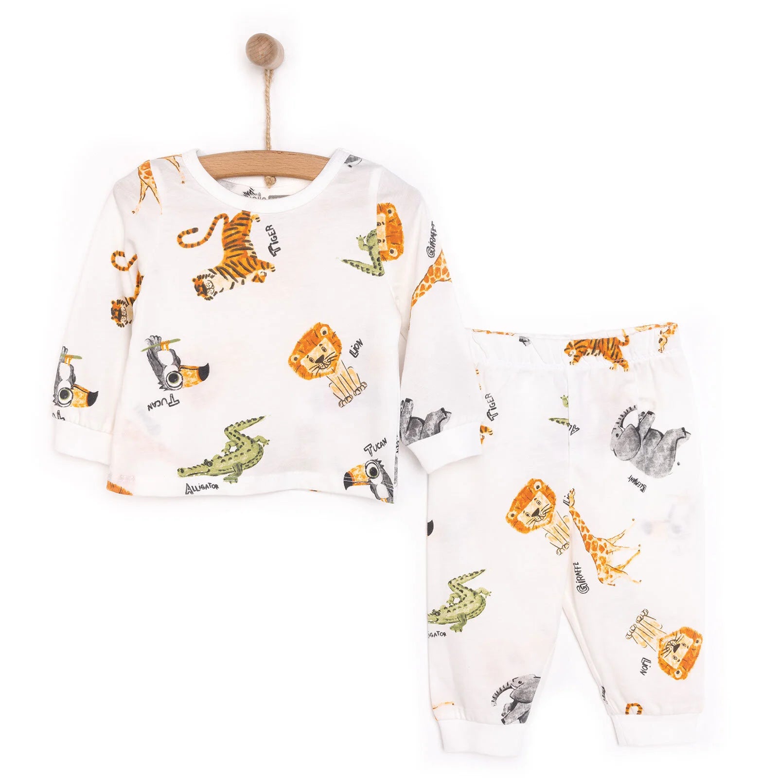 HelloBaby Baby Boy Long Sleeve Pyjamas Set - Ecru - ebebek - Black Friday