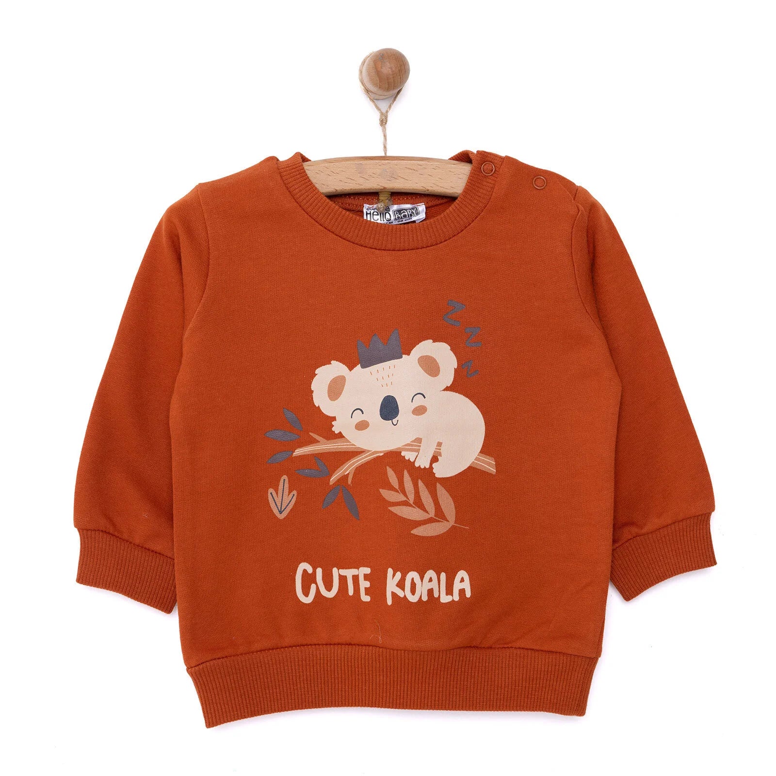 HelloBaby Basic Boy Low Raised Koala Printed Sweatshirt - Orange - ebebek - Black Friday