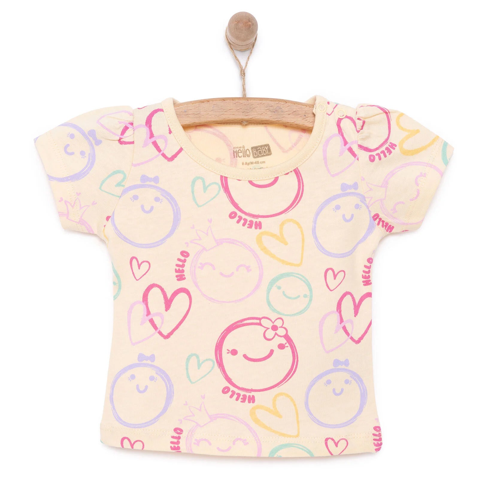 HelloBaby Basic Girl Smiling Face Tshirt - Light Yellow - ebebek - Black Friday