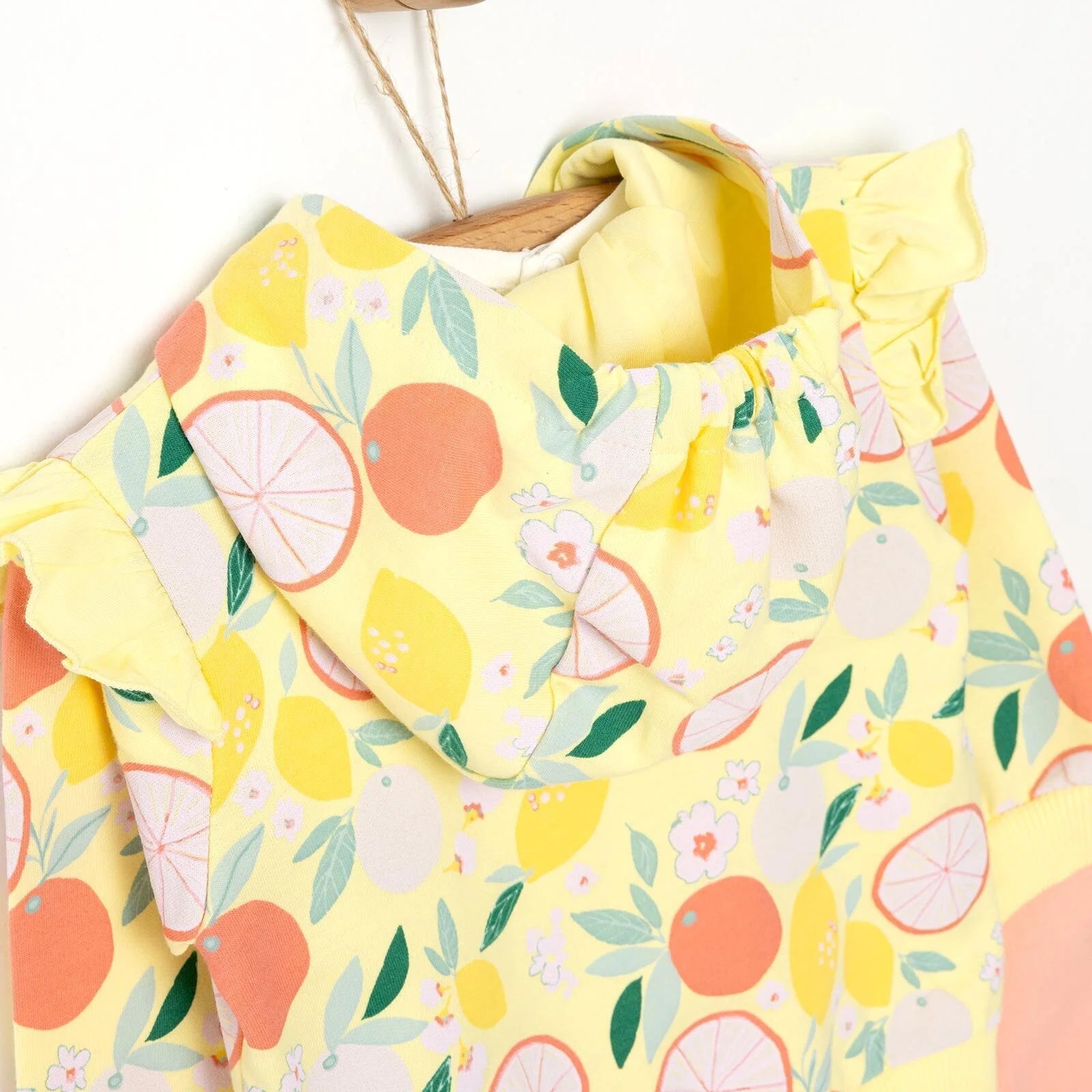 Bebetto Newborn Baby Girl Aloha Hooded Cardigan - Sweatshirt - Bottom - Yellow - ebebek - Black Friday