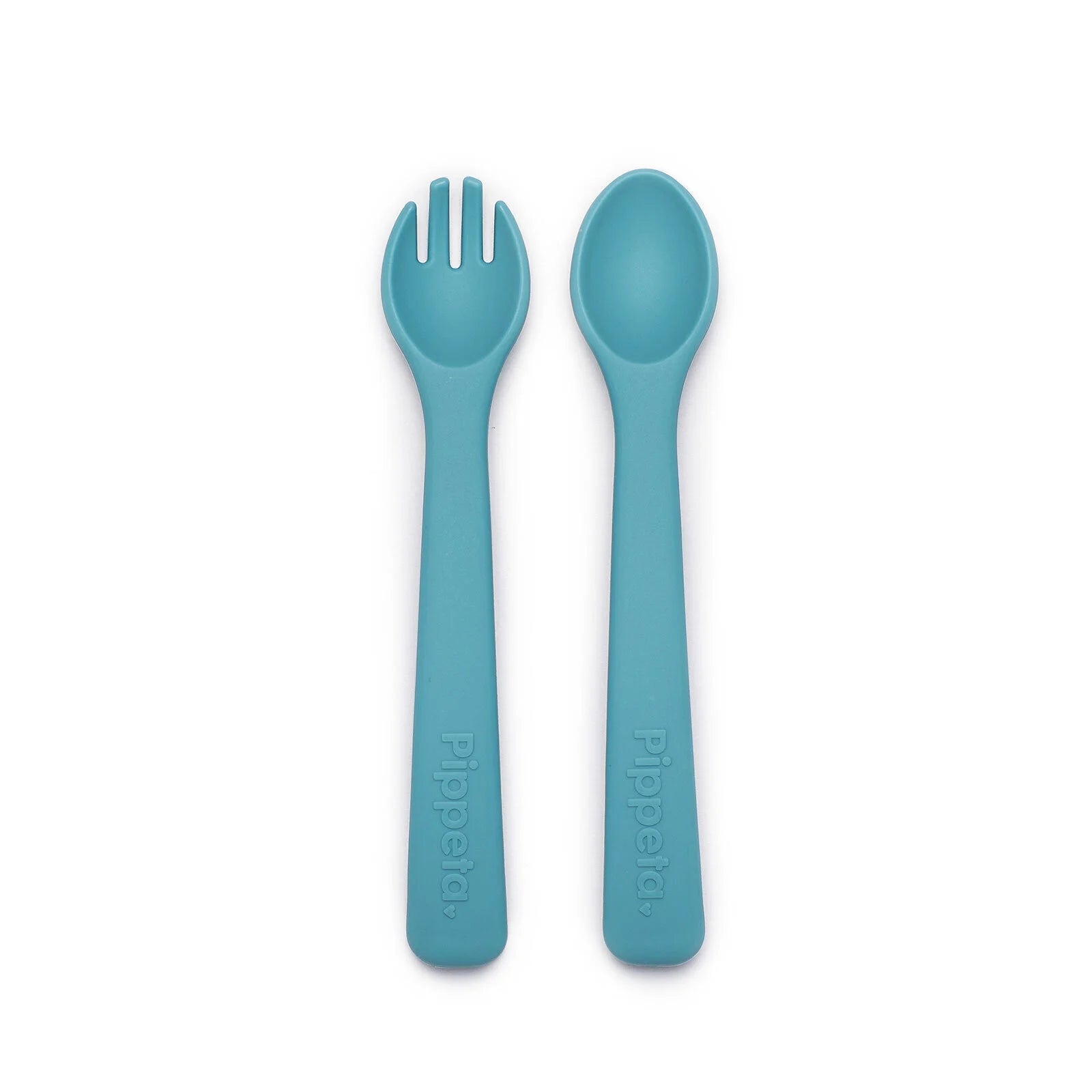 Pippeta Silicone Spoon & Fork - Aqua Blue - ebebek - Black Friday