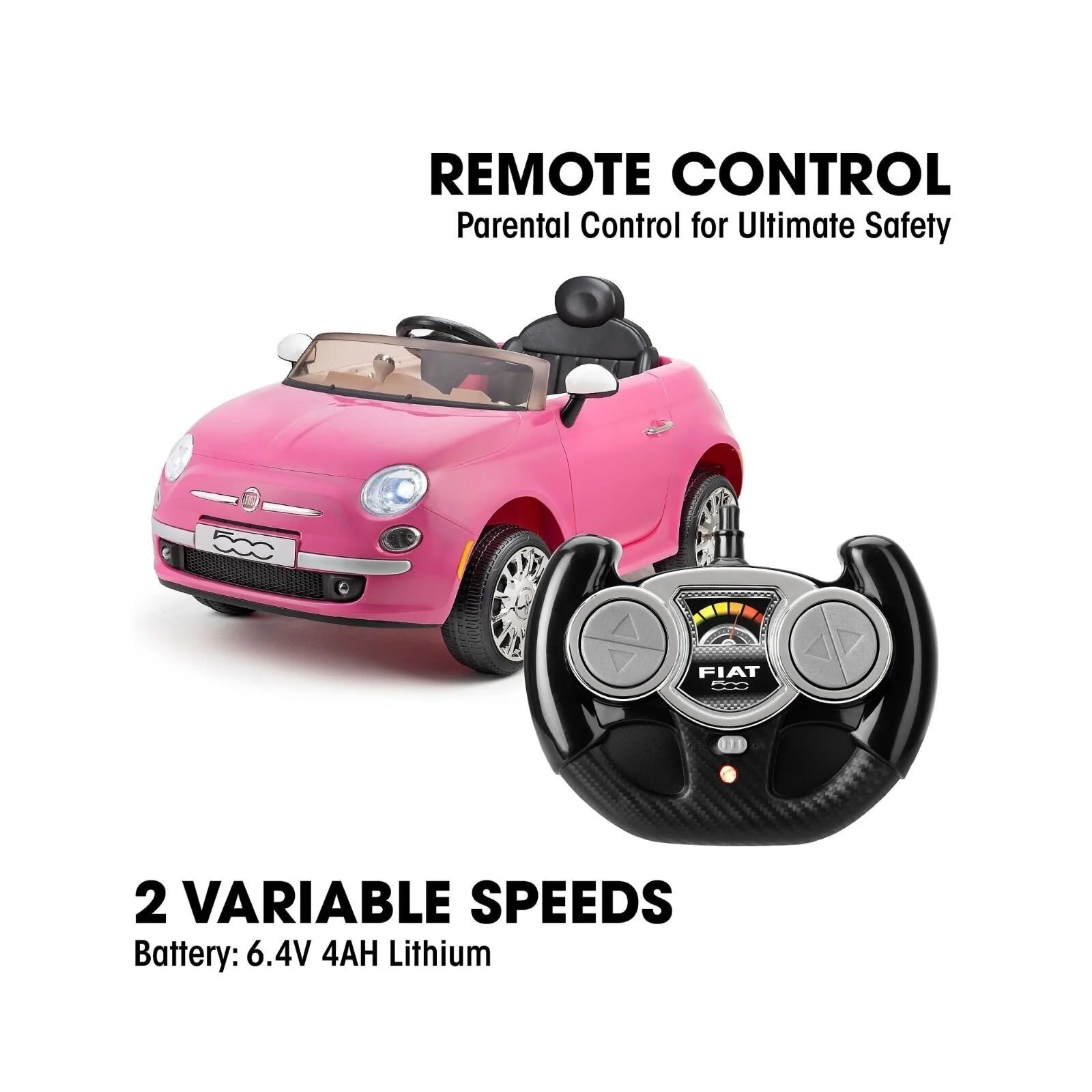 Xootz Fiat 500 12V Electric Ride On - Pink - ebebek - Black Friday