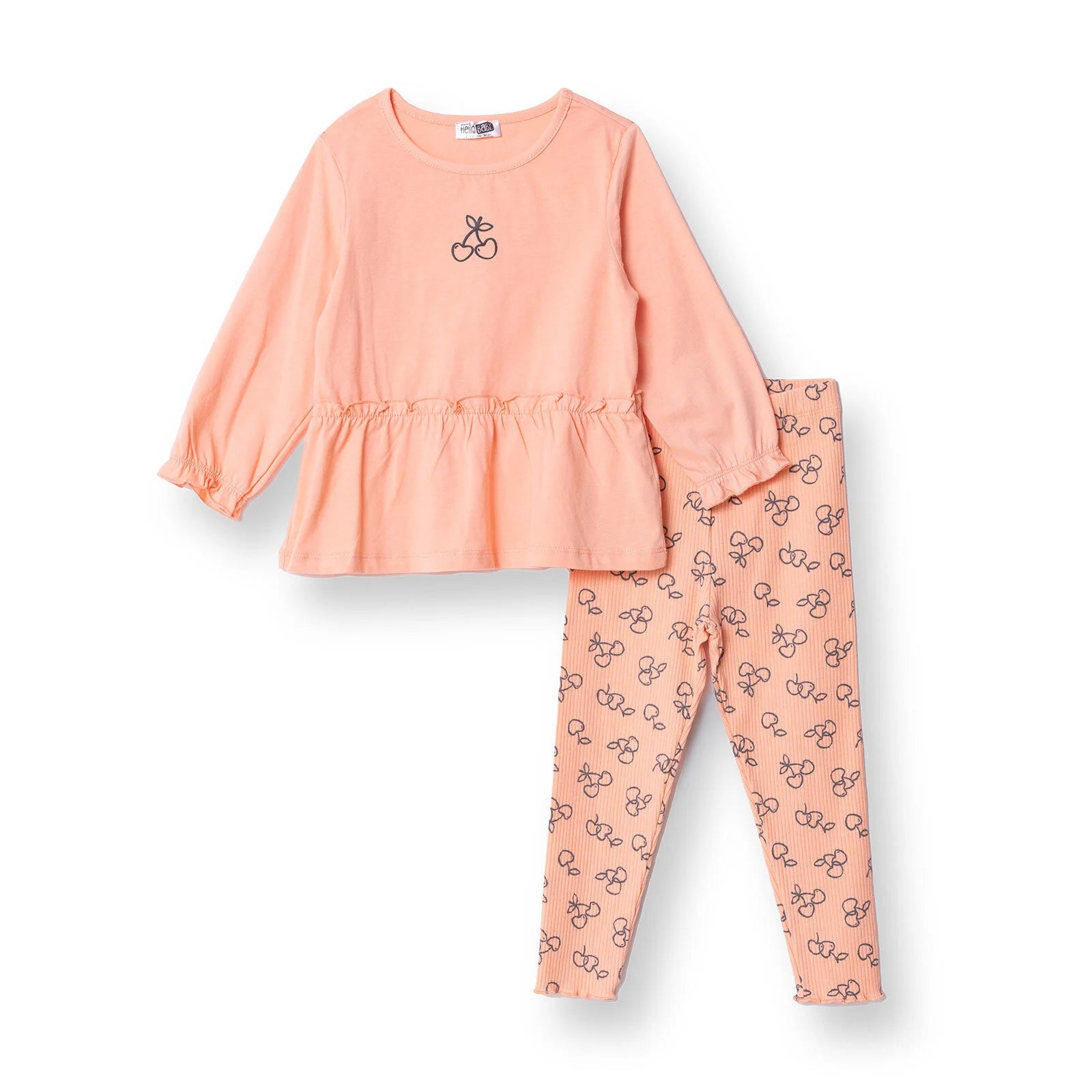 HelloBaby Winter Cherry Blouse - Leggings - Salmon - ebebek - Black Friday