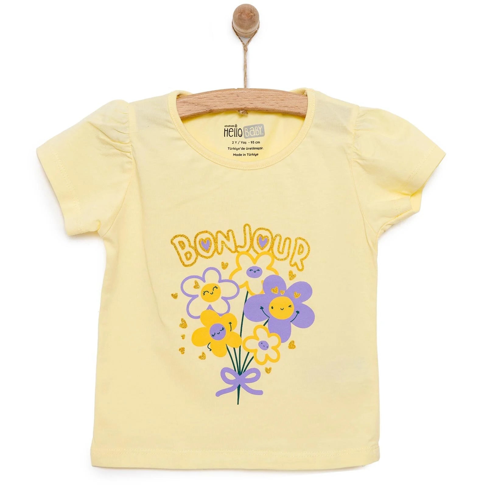 HelloBaby Basic Girl Flowers Printed T-shirt - Light Yellow - ebebek - Black Friday