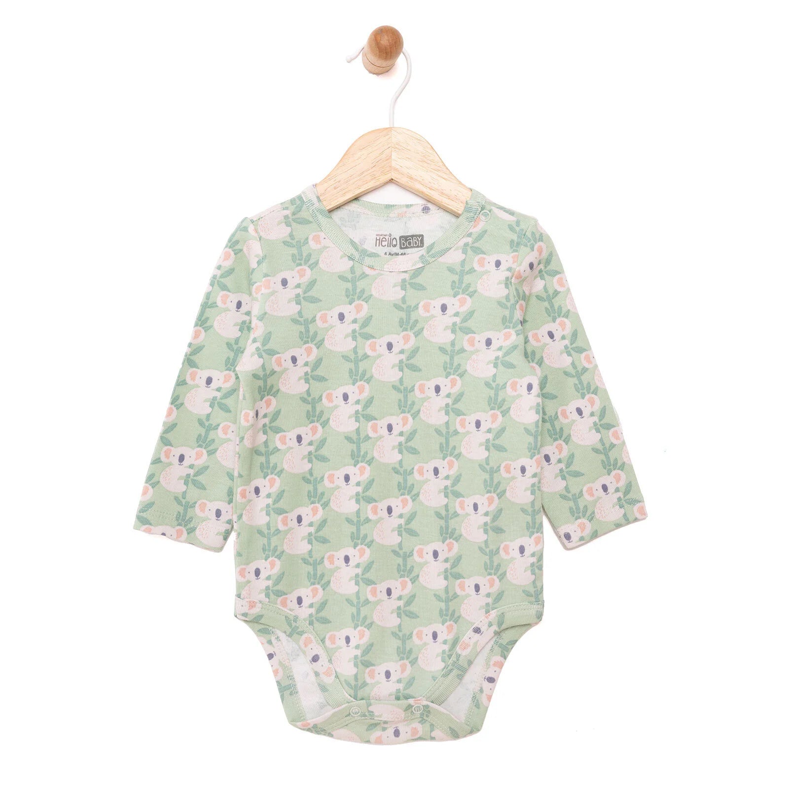 HelloBaby Boy Long Sleeve Bodysuit - Light Green - ebebek - Black Friday