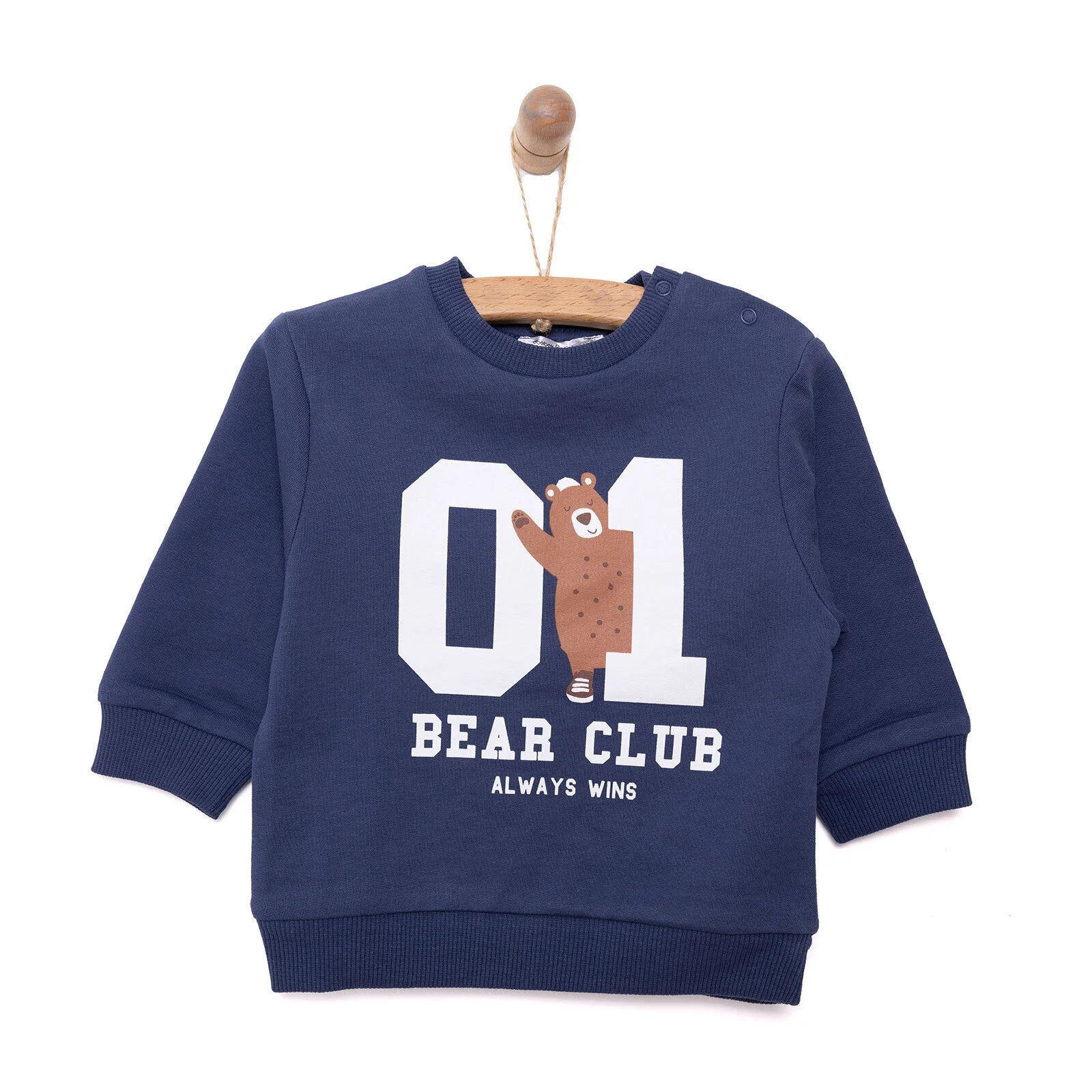 HelloBaby Basic Low Raised Lion Printed Sweatshirt - Navy Blue - ebebek - Black Friday