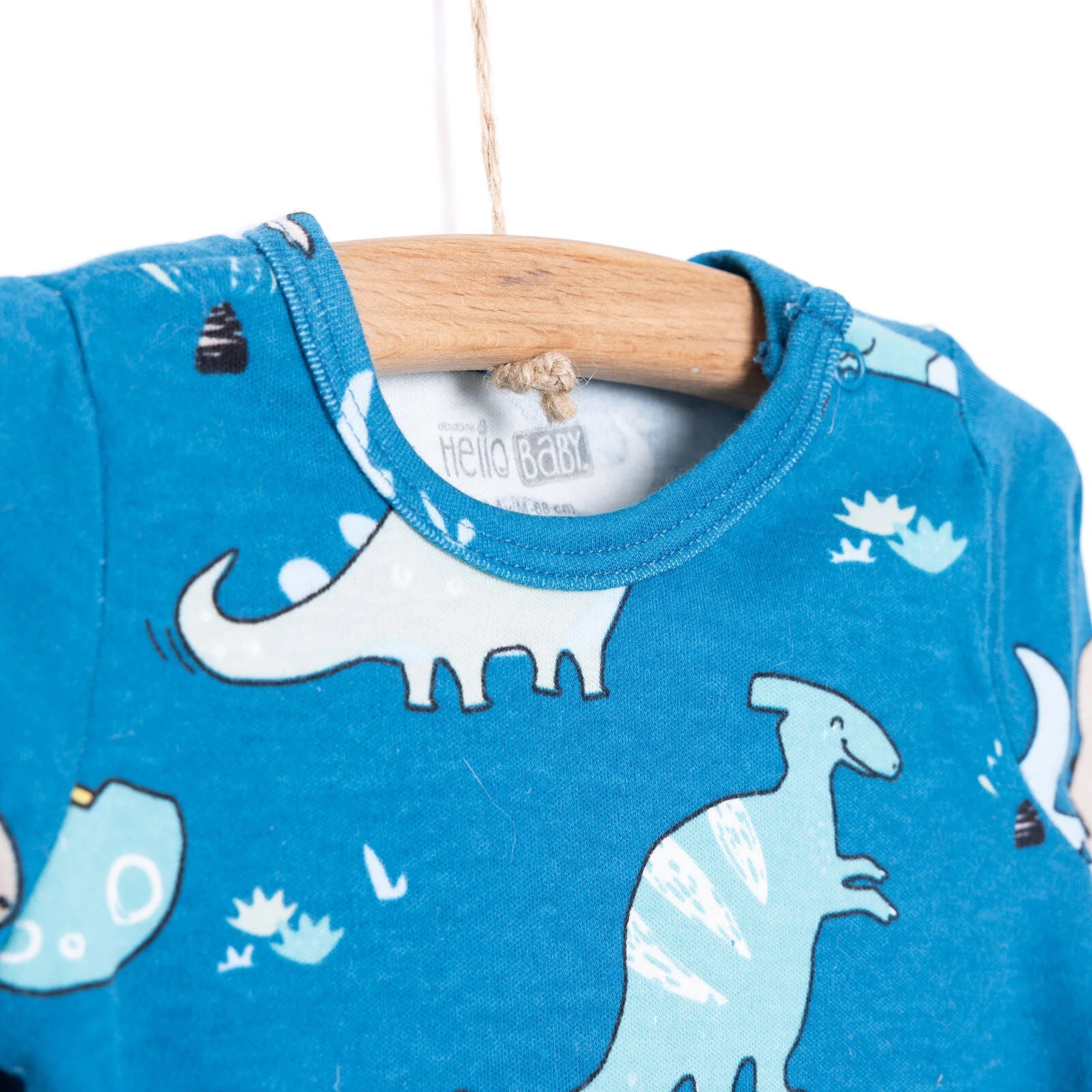 HelloBaby Boy Dino Printed Long Sleeve Bodysuit - Blue - ebebek - Black Friday