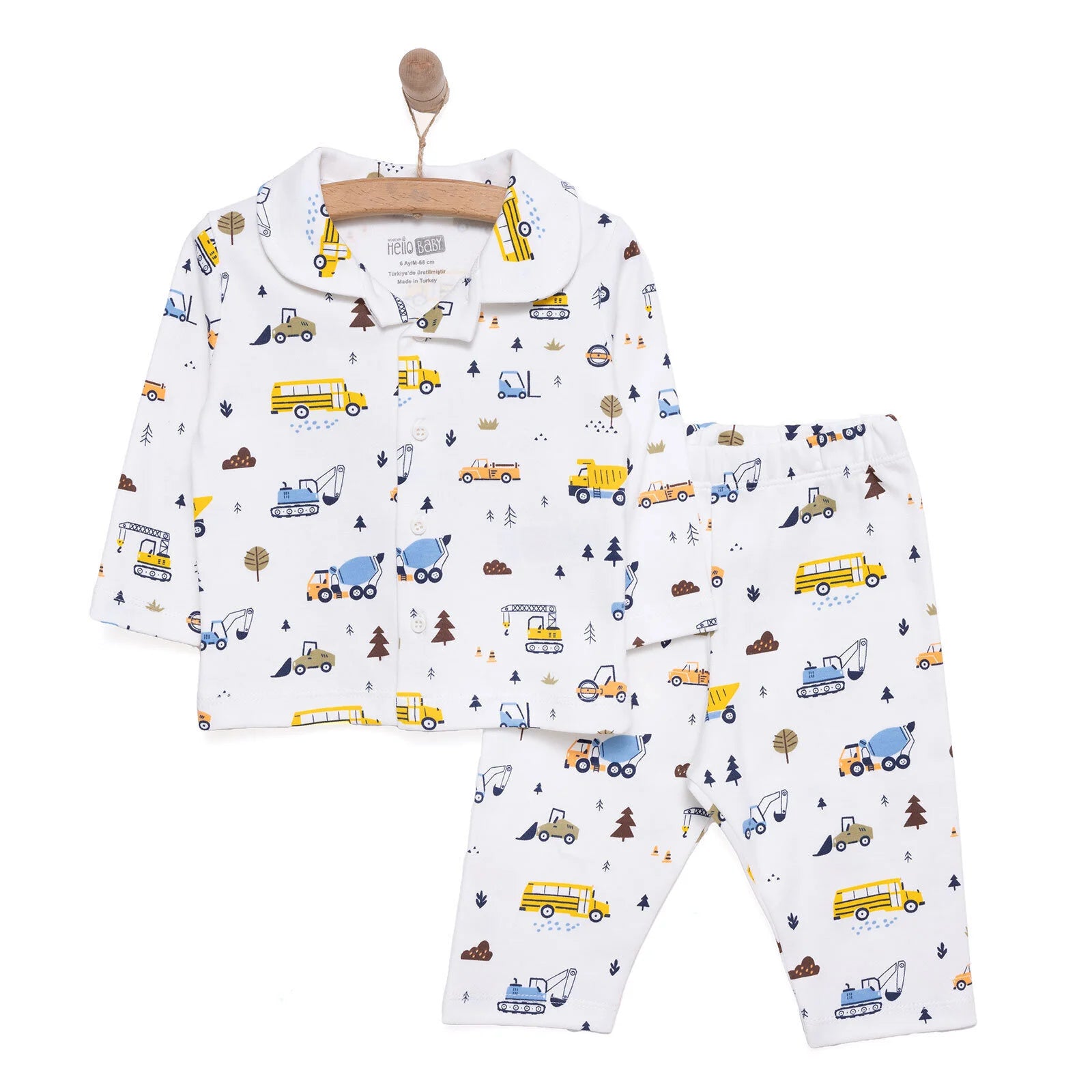 HelloBaby Boy Long Sleeve Pyjamas Set - White - ebebek - Black Friday