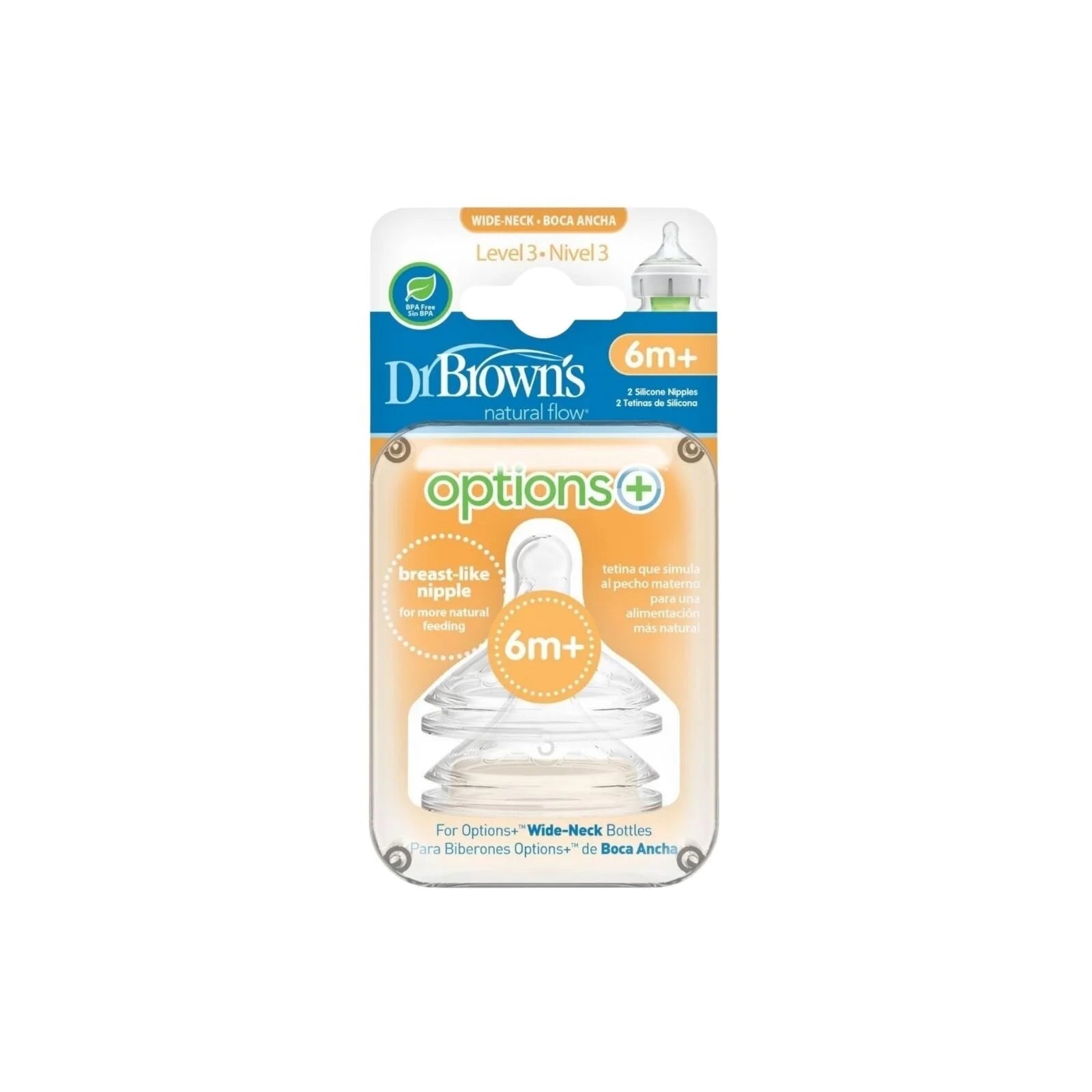 Dr. Brown's Options+ Baby Bottle Teats Level 3 Wide Neck 6+ months Pack of 2 - ebebek - Black Friday