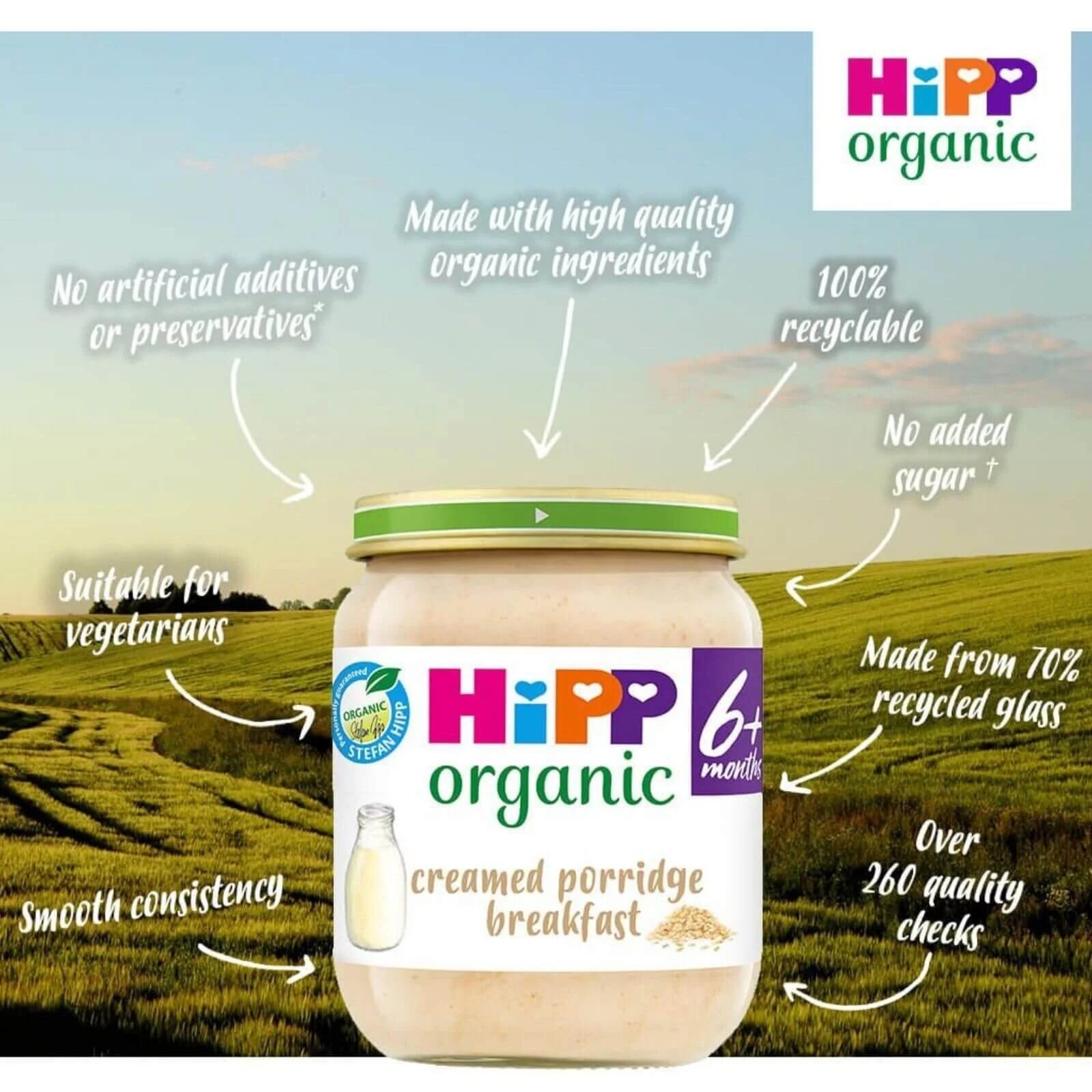 HiPP Organic Creamed Porridge Breakfast Baby Food Jar 6+ months 125g - ebebek - Black Friday