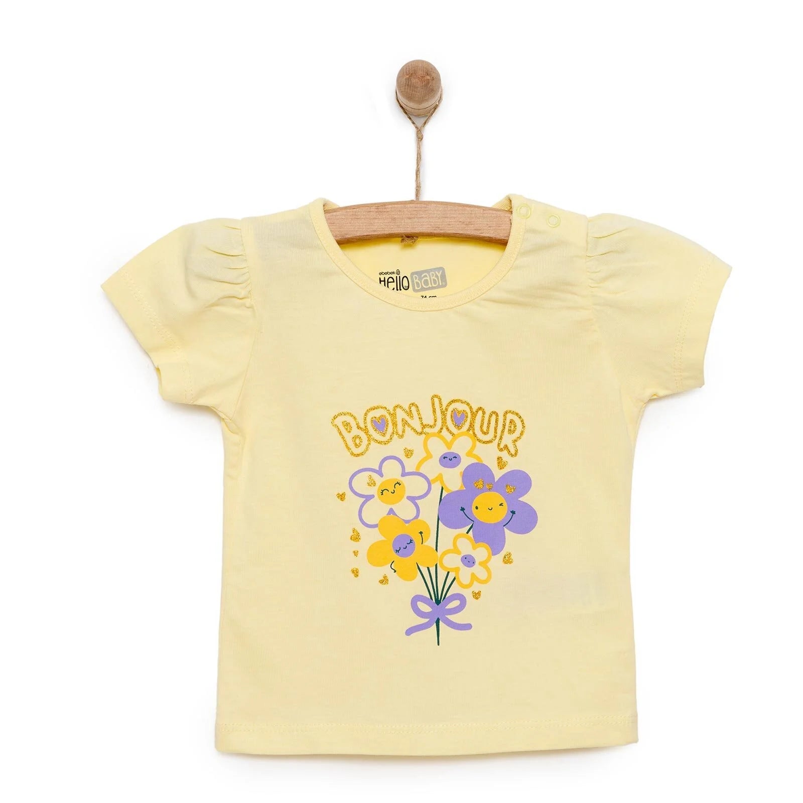 HelloBaby Basic Girl Flowers Printed T-shirt - Light Yellow - ebebek - Black Friday