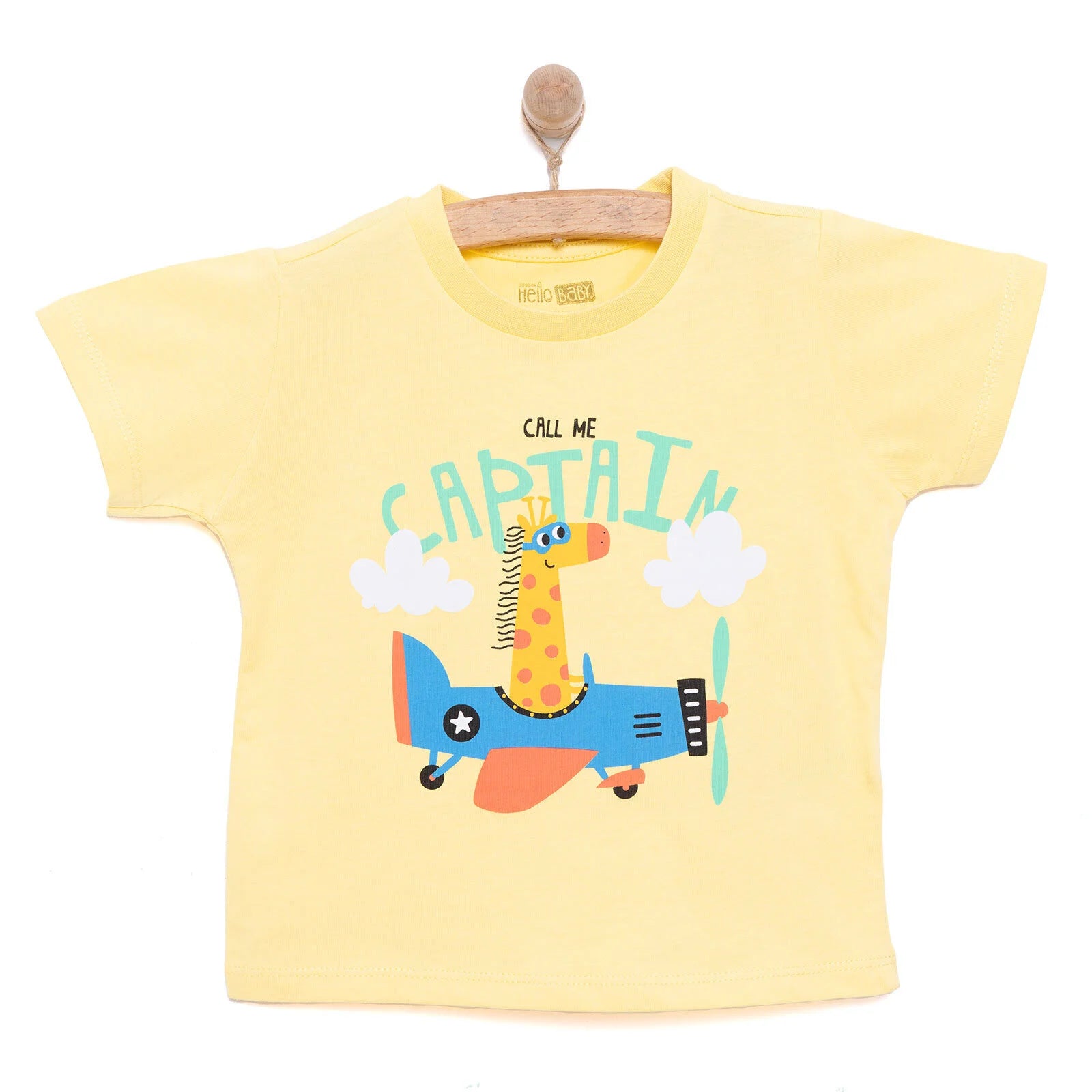 HelloBaby Basic Boy Captain Giraffe Prined Tshirt - Yellow - ebebek - Black Friday