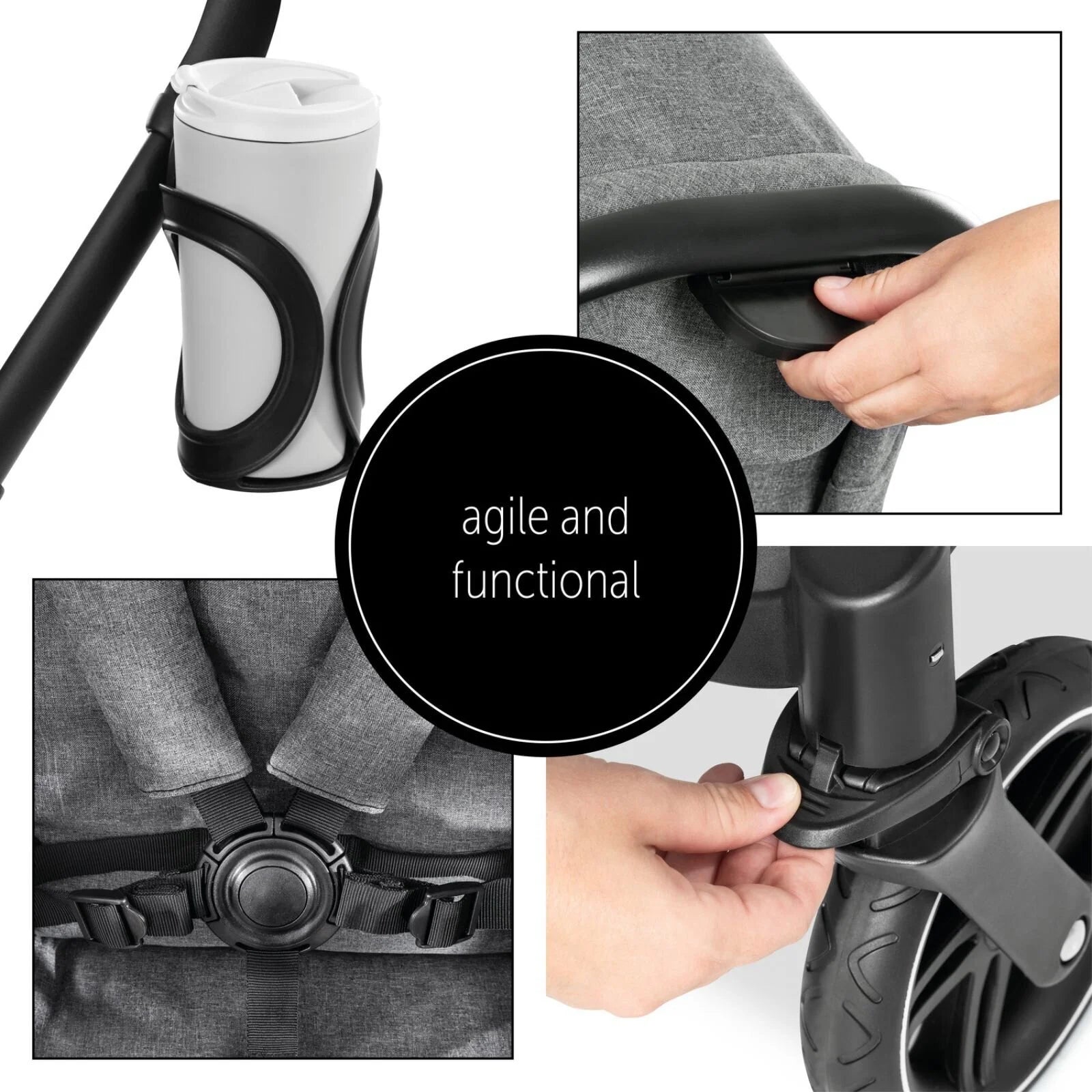 Hauck Atlantic Twin Double Stroller - Grey - ebebek - Black Friday